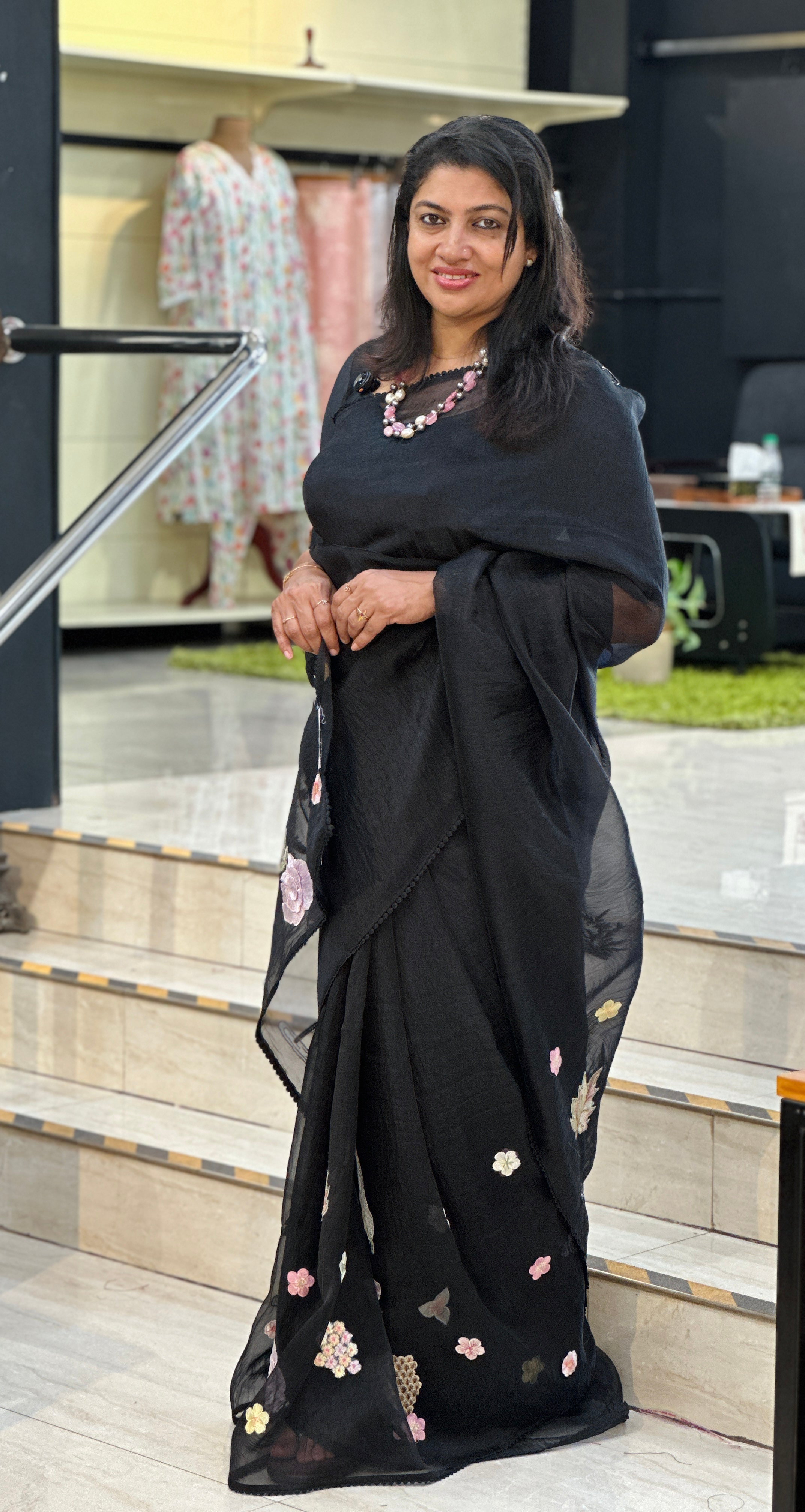 Patch Detailed Shimmer Organza Saree | BLD1512