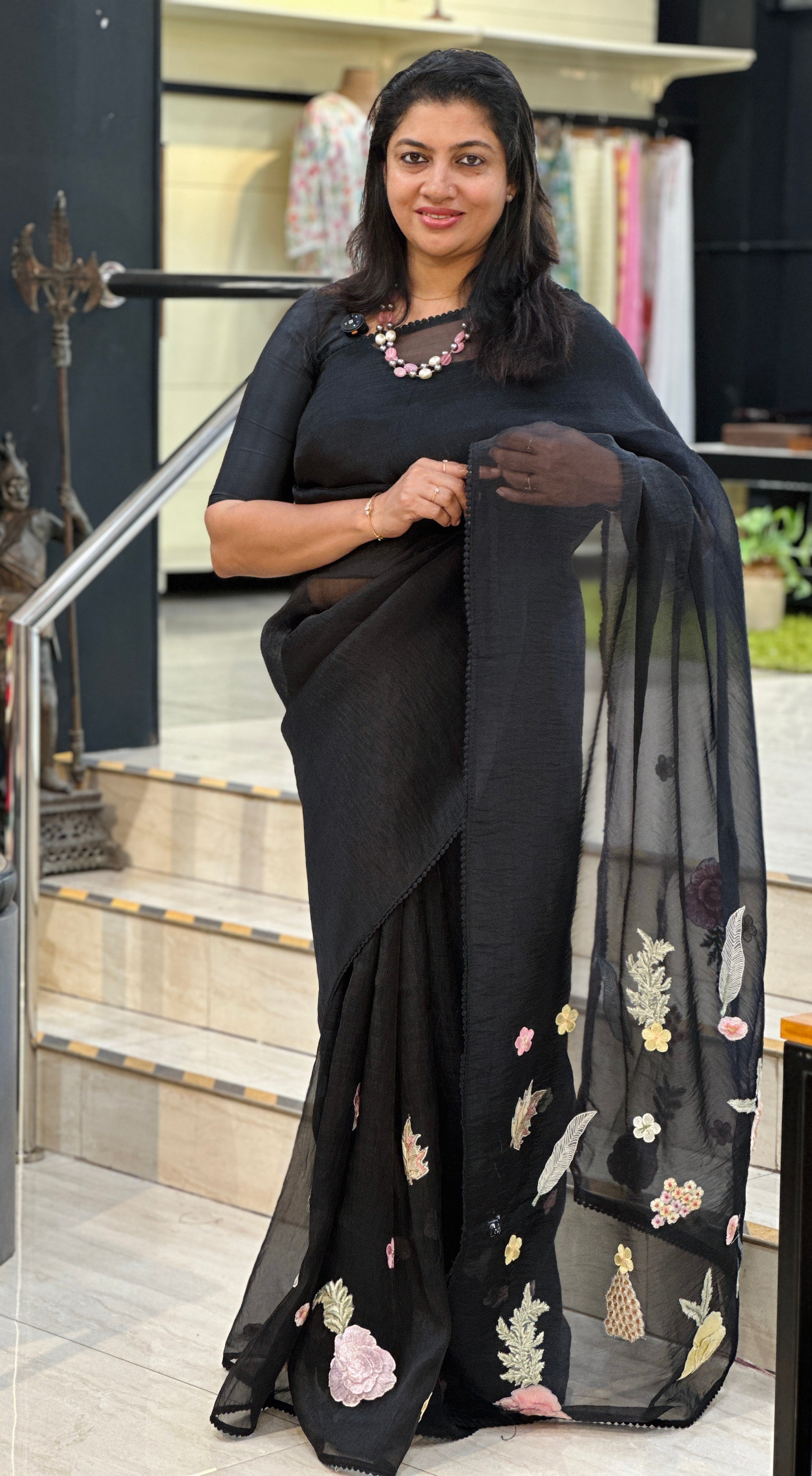 Patch Detailed Shimmer Organza Saree | BLD1512