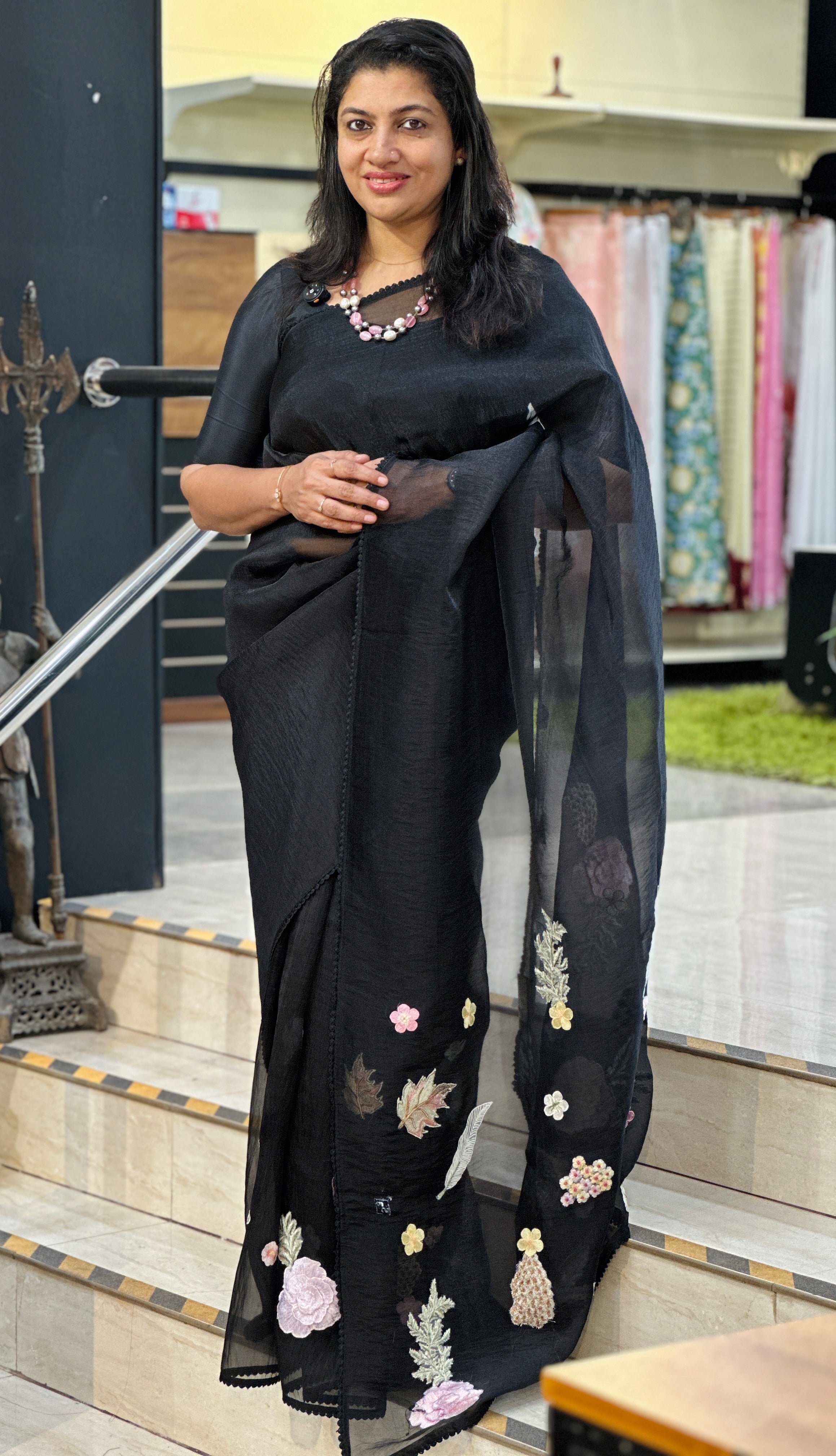 Patch Detailed Shimmer Organza Saree | BLD1512