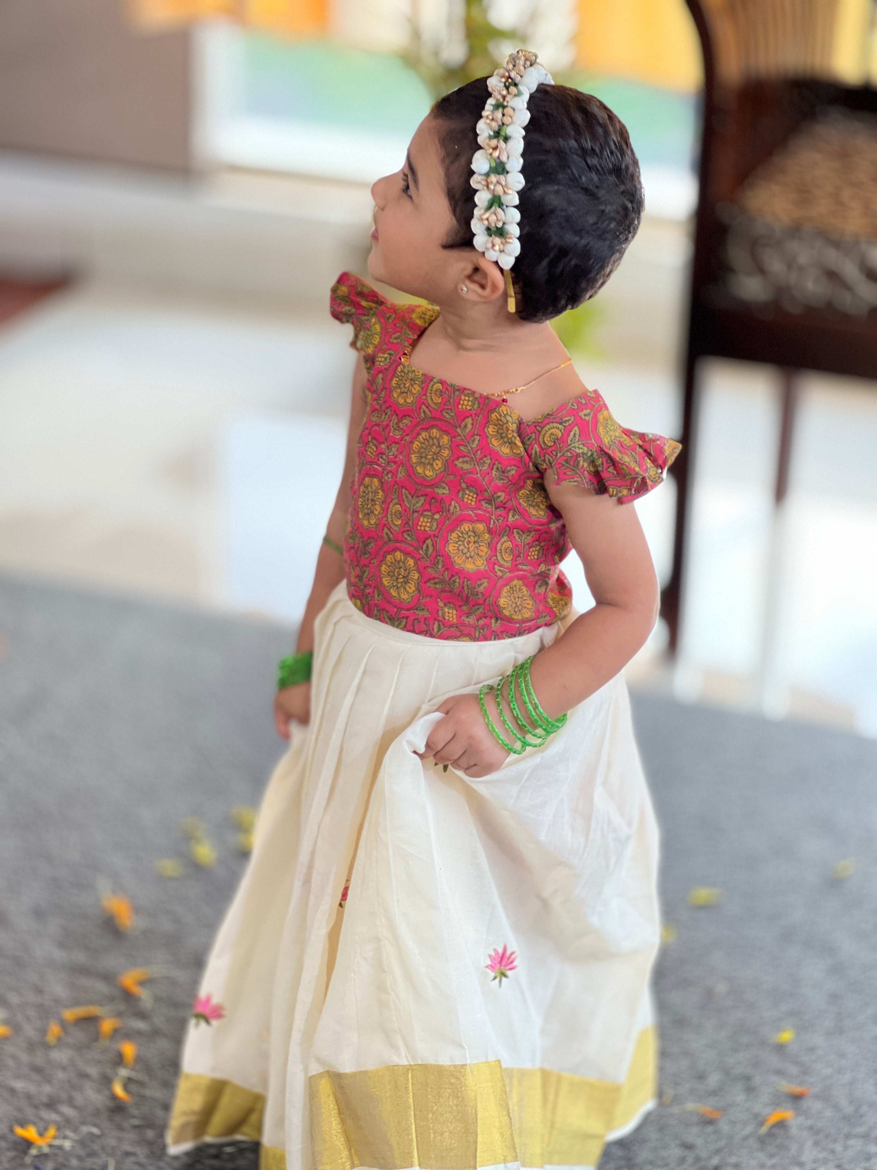 Print Detailed Unstitched Chanderi Cotton Blouse Material | ONK109