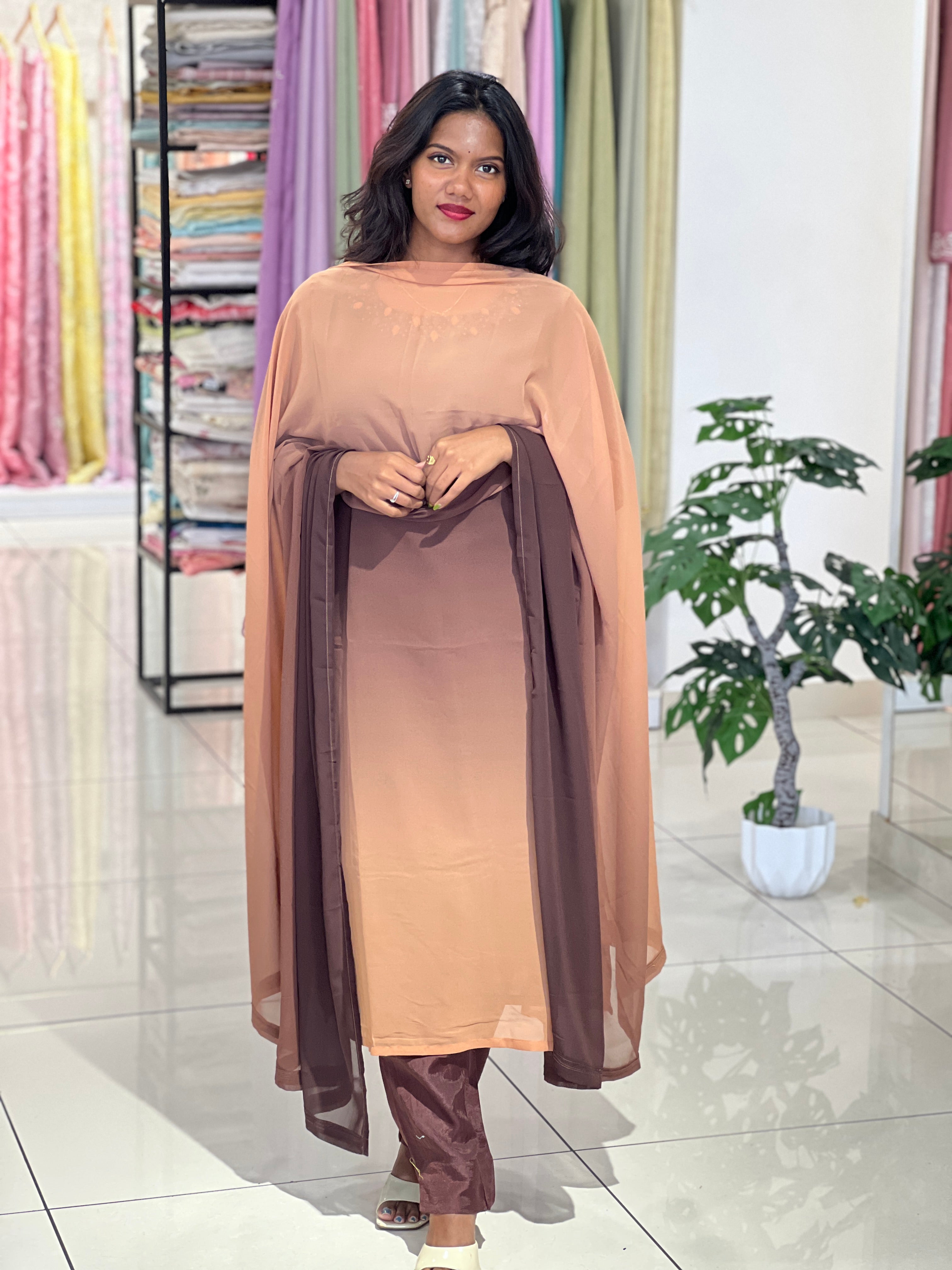 Neck Hand Work Design Georgette Kurta Set | IHP155