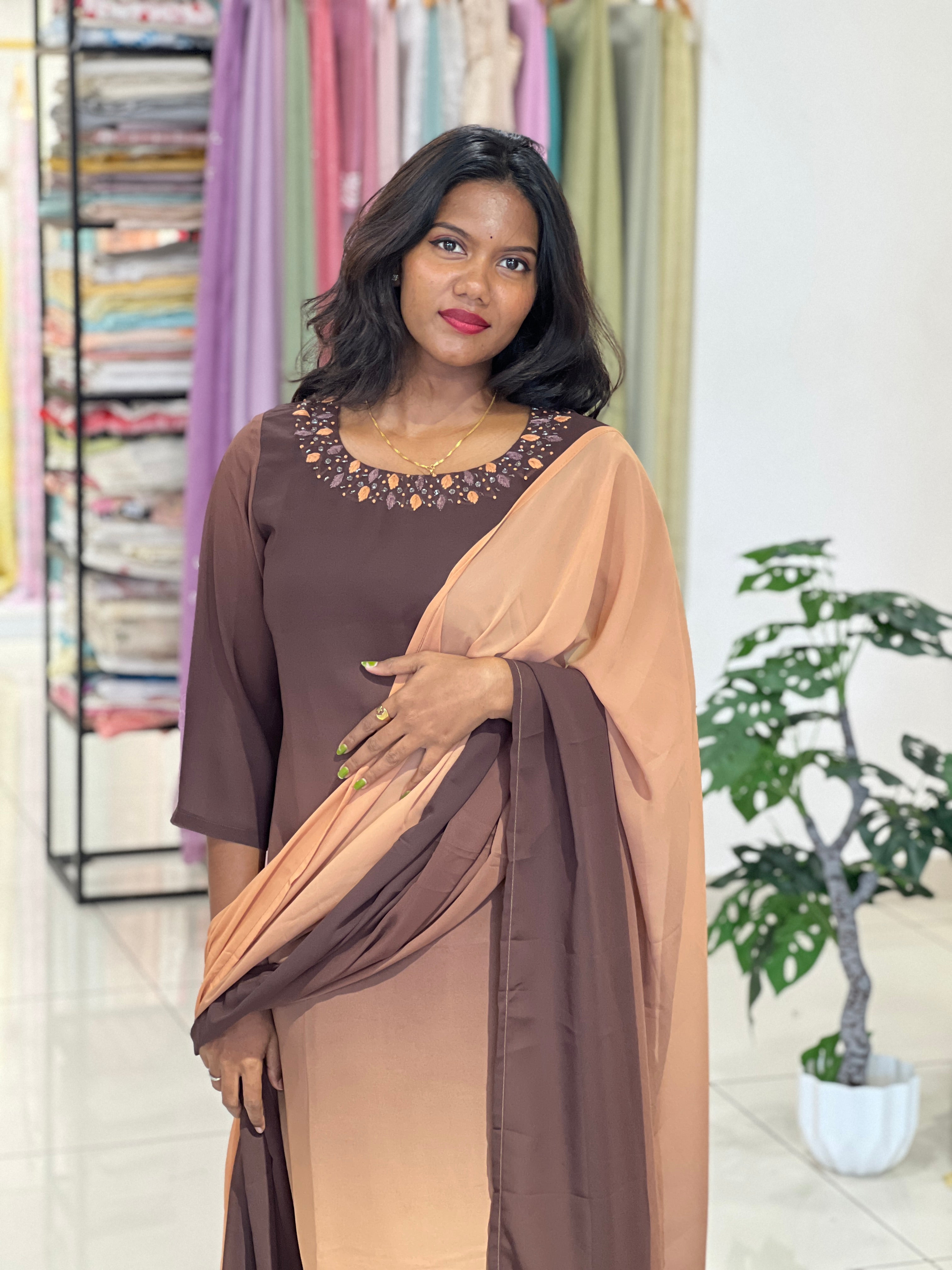 Neck Hand Work Design Georgette Kurta Set | IHP155
