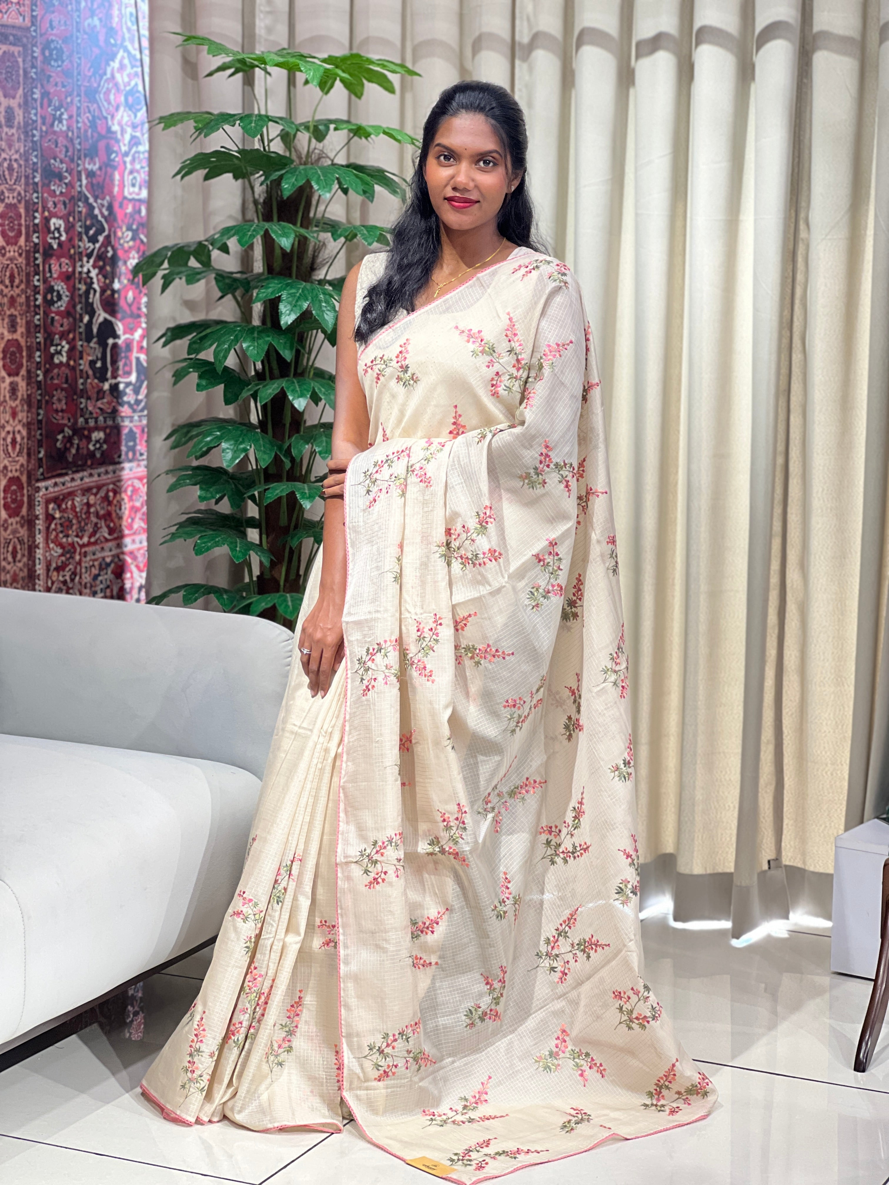 Floral Embroidery Detailed Kota Saree | PKS178