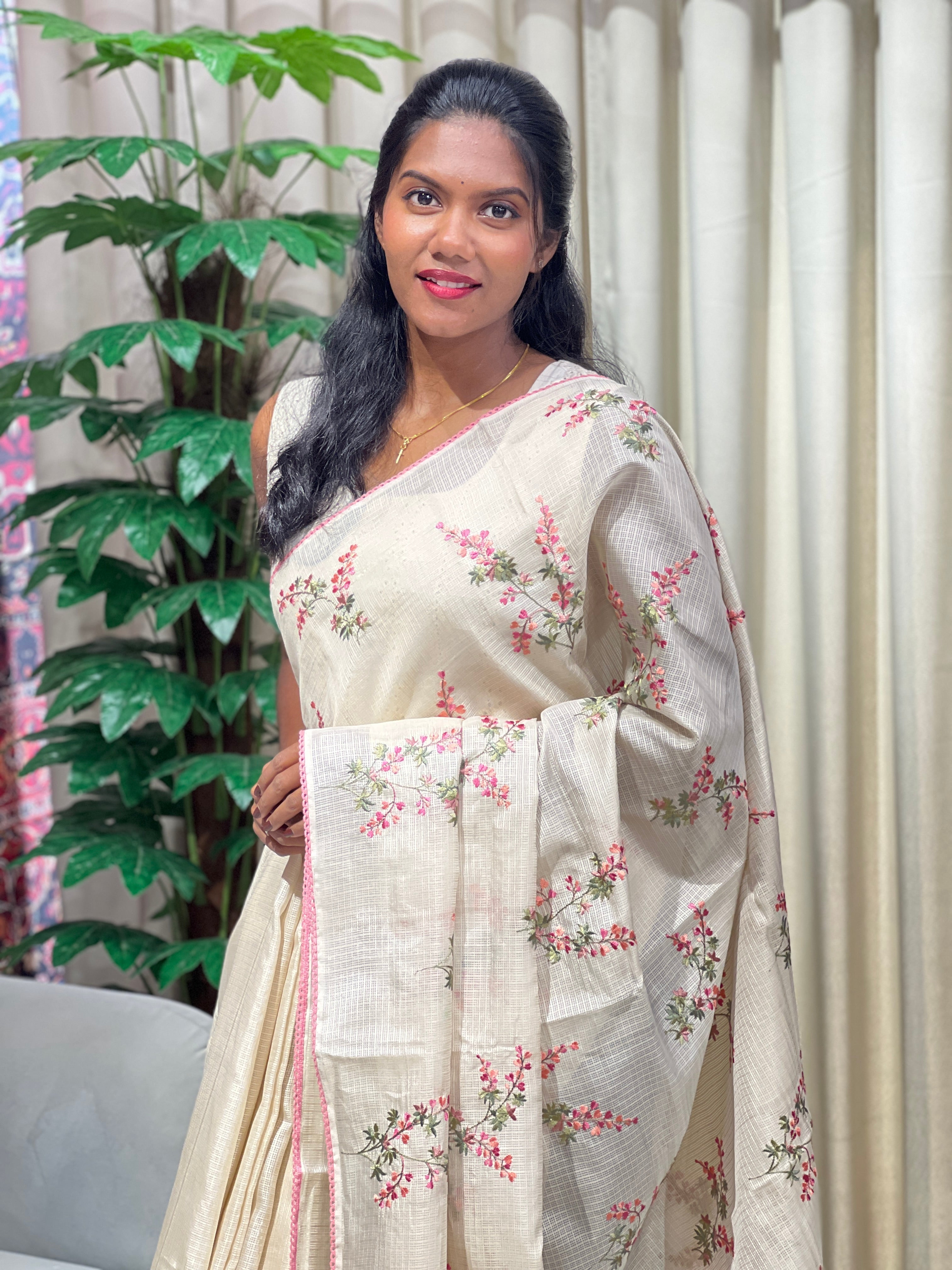 Floral Embroidery Detailed Kota Saree | PKS178