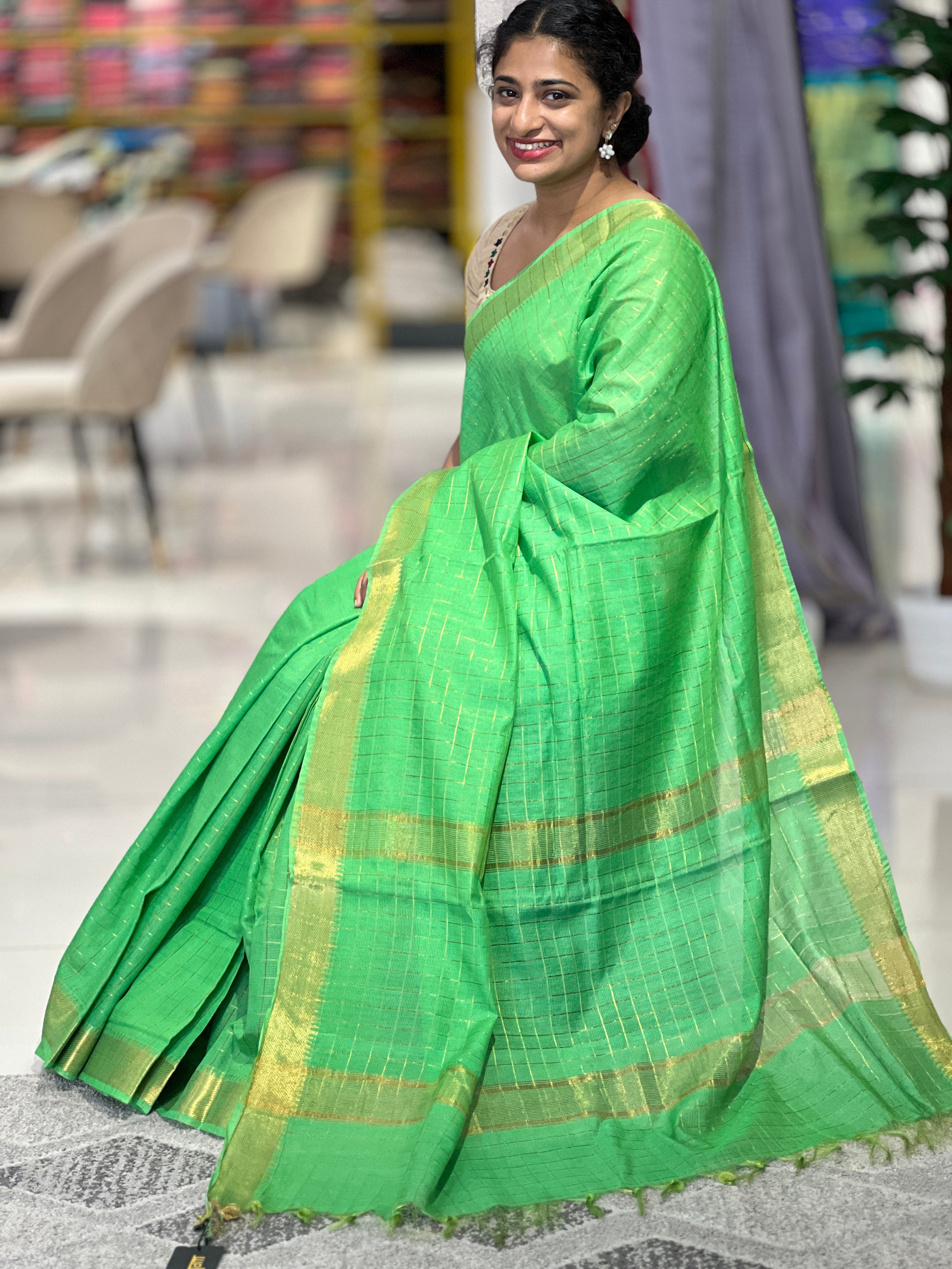 Zari Check Weaving Silky Kota Saree | MDS215
