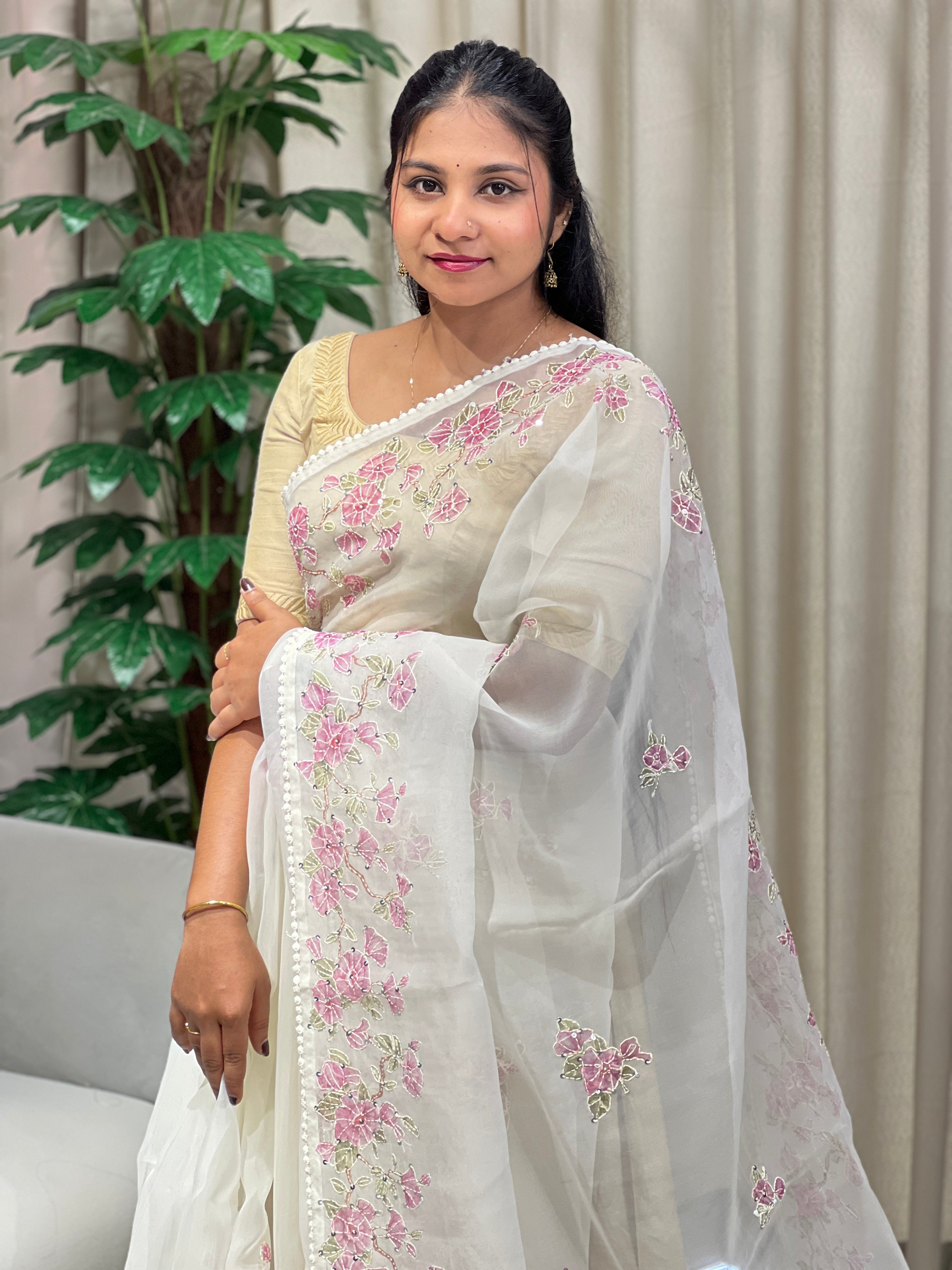 Floral Digital Printed Organza Saree | BLD1802