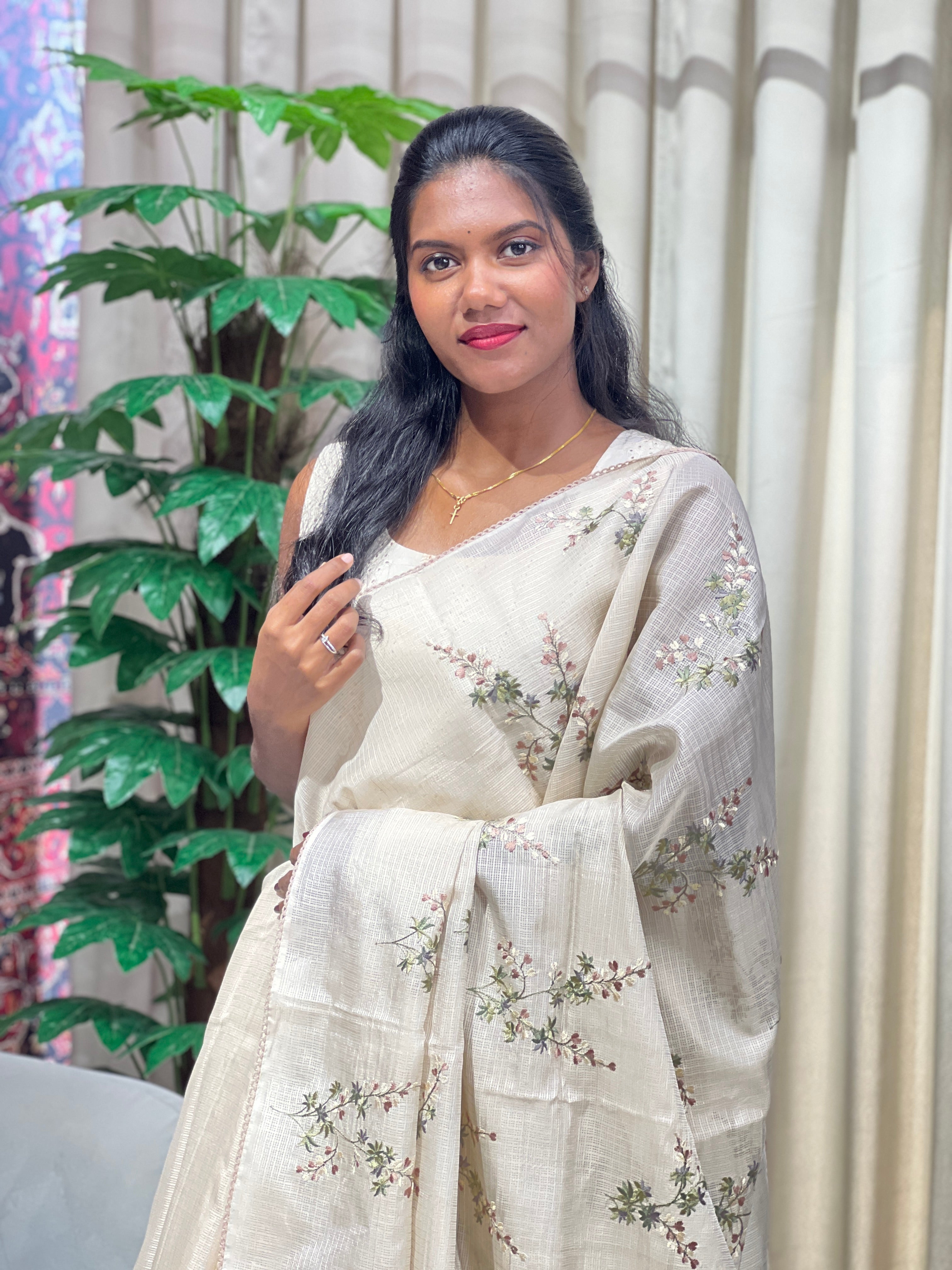 Floral Embroidery Detailed Kota Saree | PKS175