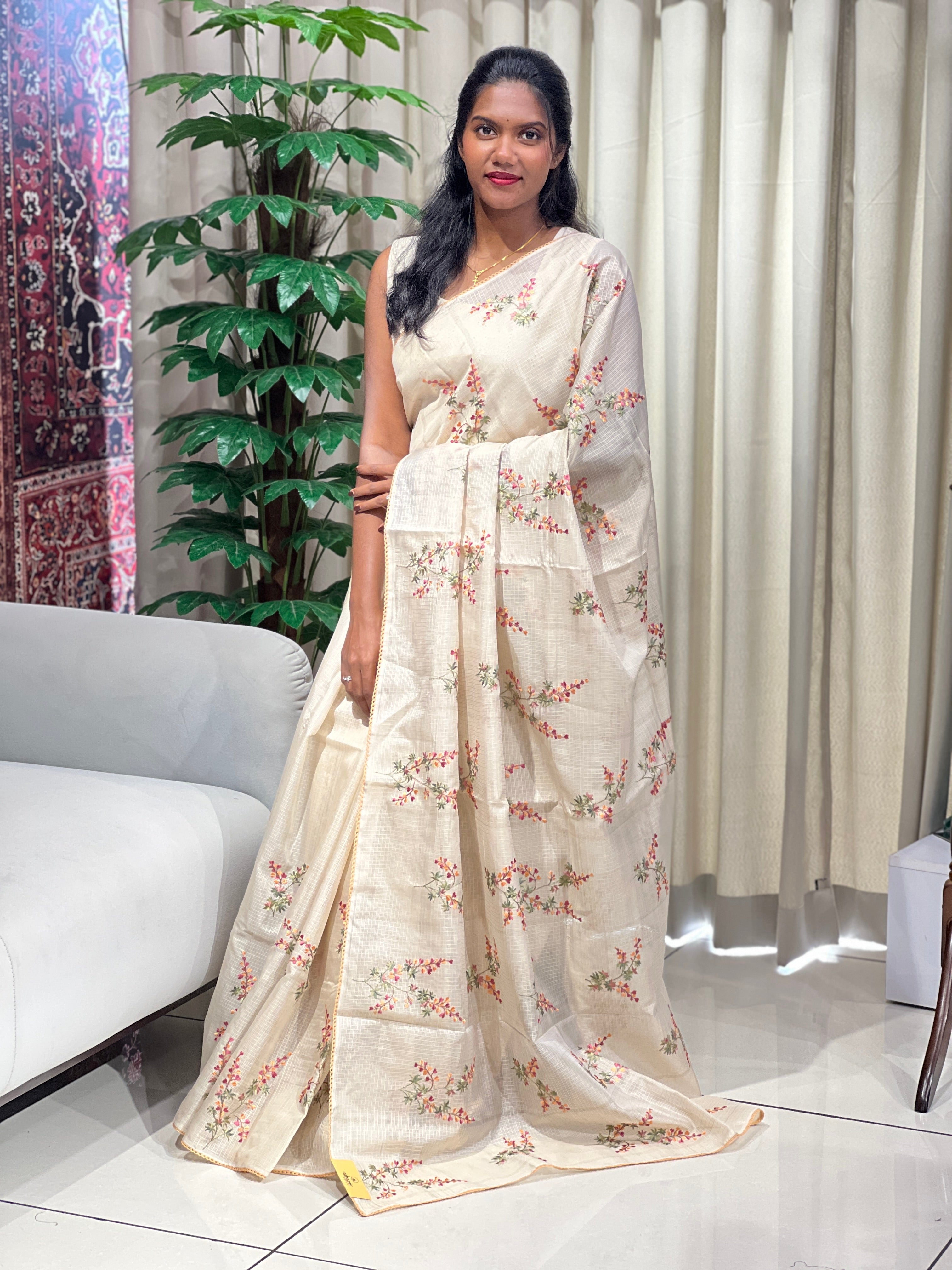 Floral Embroidery Detailed Kota Saree | PKS177