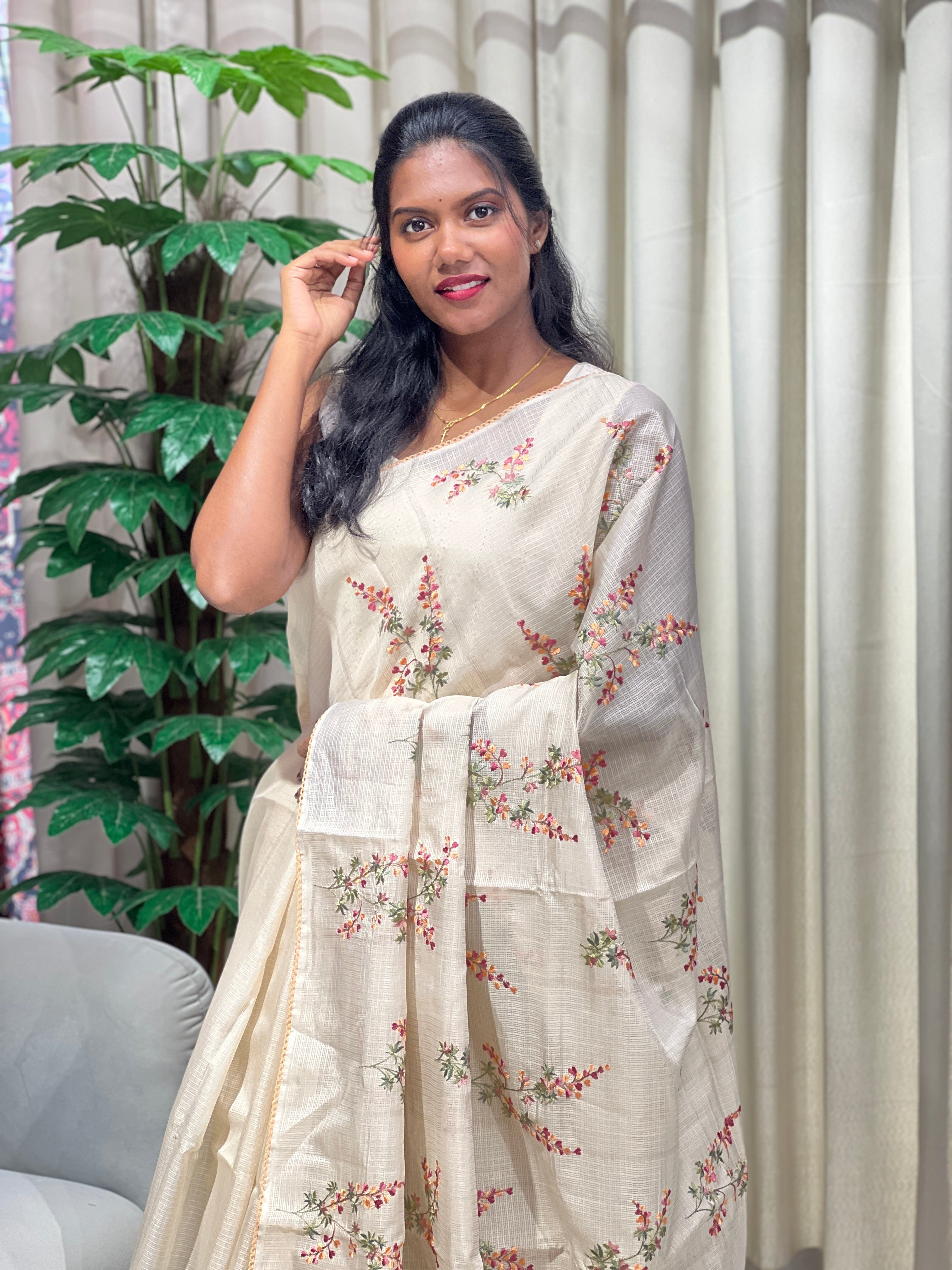 Floral Embroidery Detailed Kota Saree | PKS177