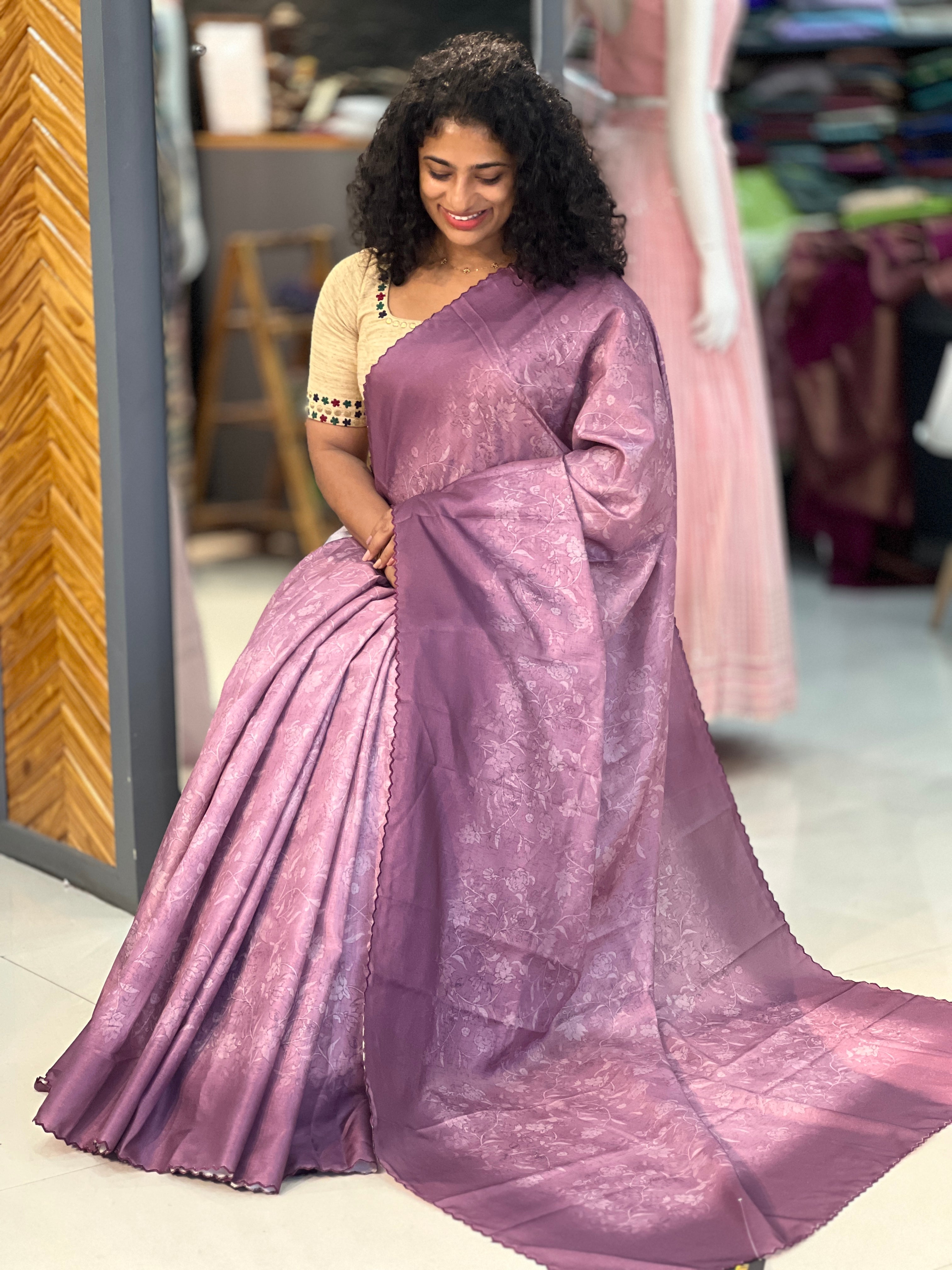 Digital Printed Semi Tussar Saree | SBP198