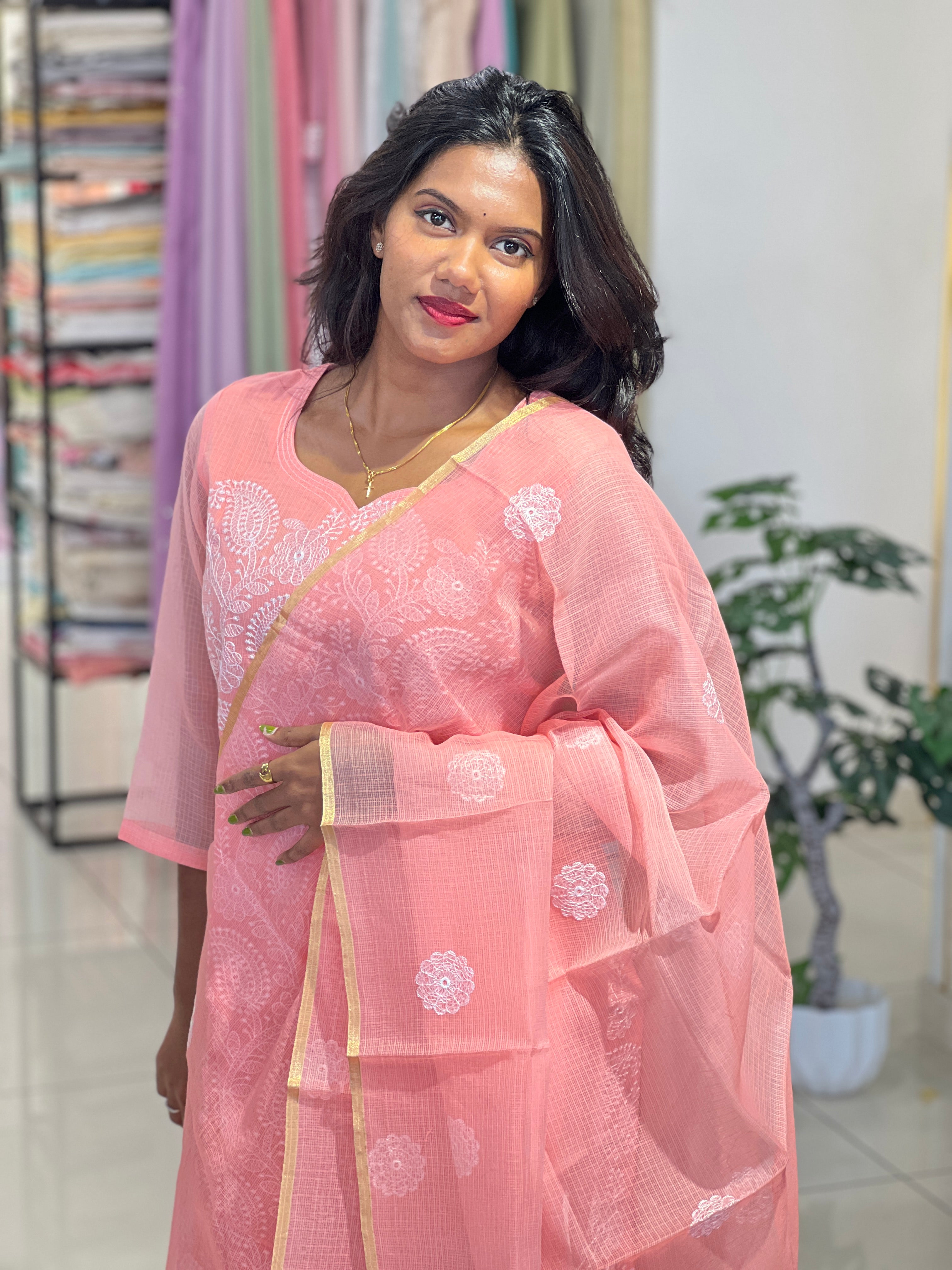 IMachine EmbroiderySilky Kota Kurta Set | IHP128