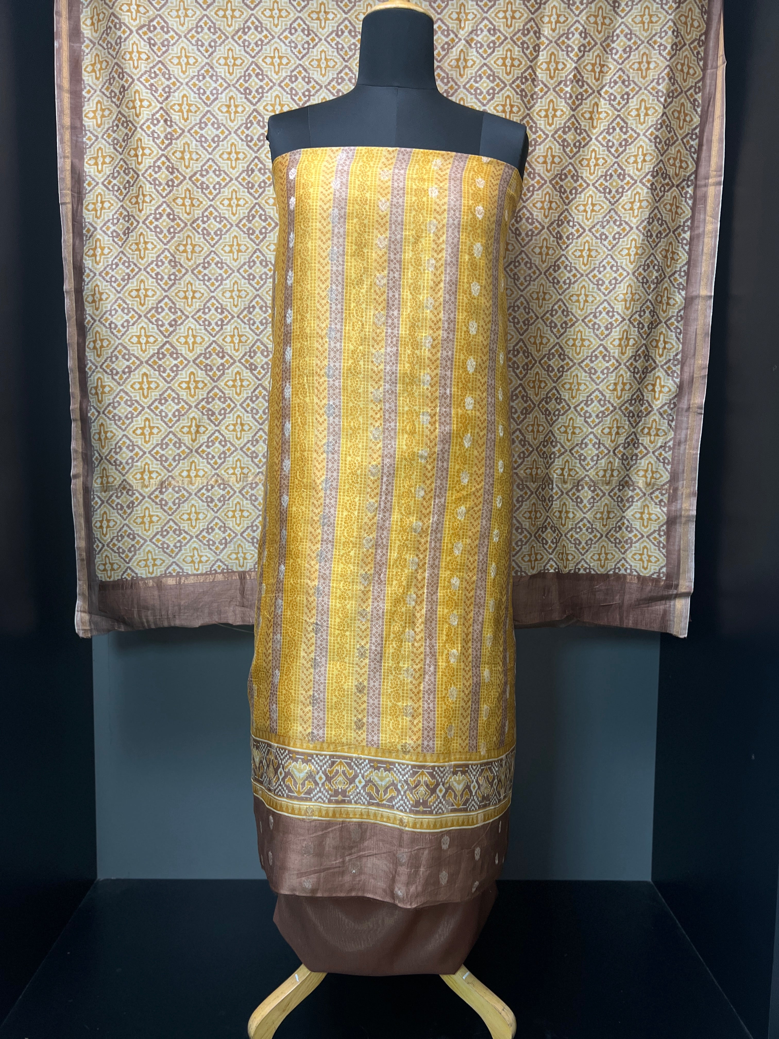 Ikat & Bandhini Printed Pure Chanderi Salwar Set | LV398