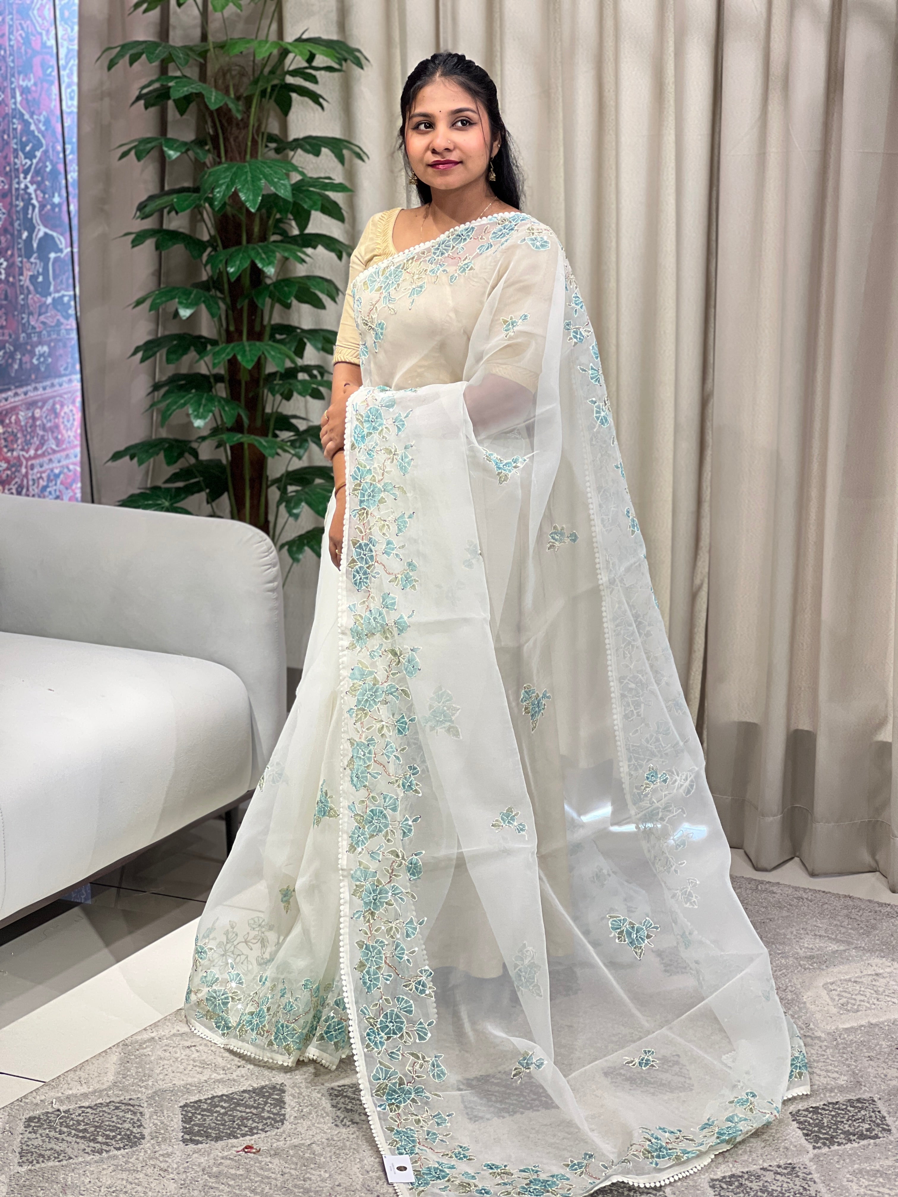 Floral Digital Printed Organza Saree | BLD1801