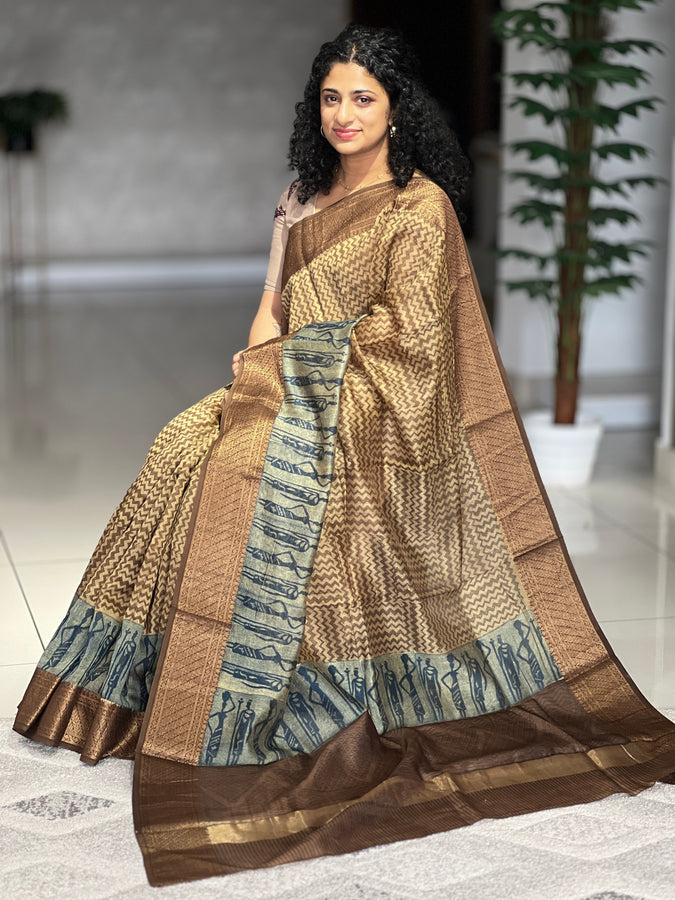 Geometric Patterned Chanderi Saree | RGD506