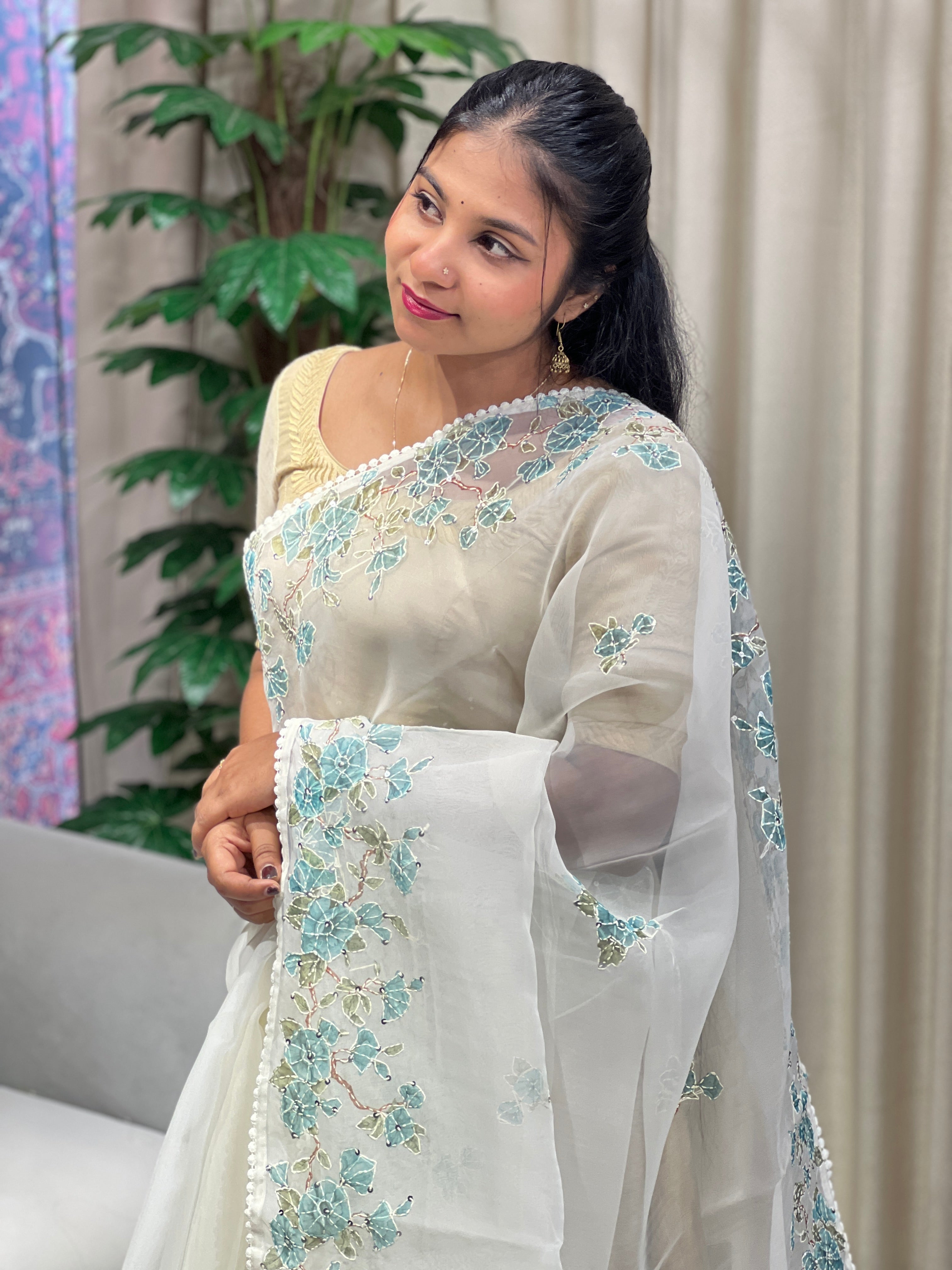 Floral Digital Printed Organza Saree | BLD1801