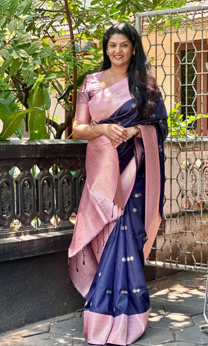 Contrast Border Semi Silk Saree | KF138