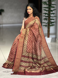 Diagonal Printed Chanderi Silk Saree | RGD492