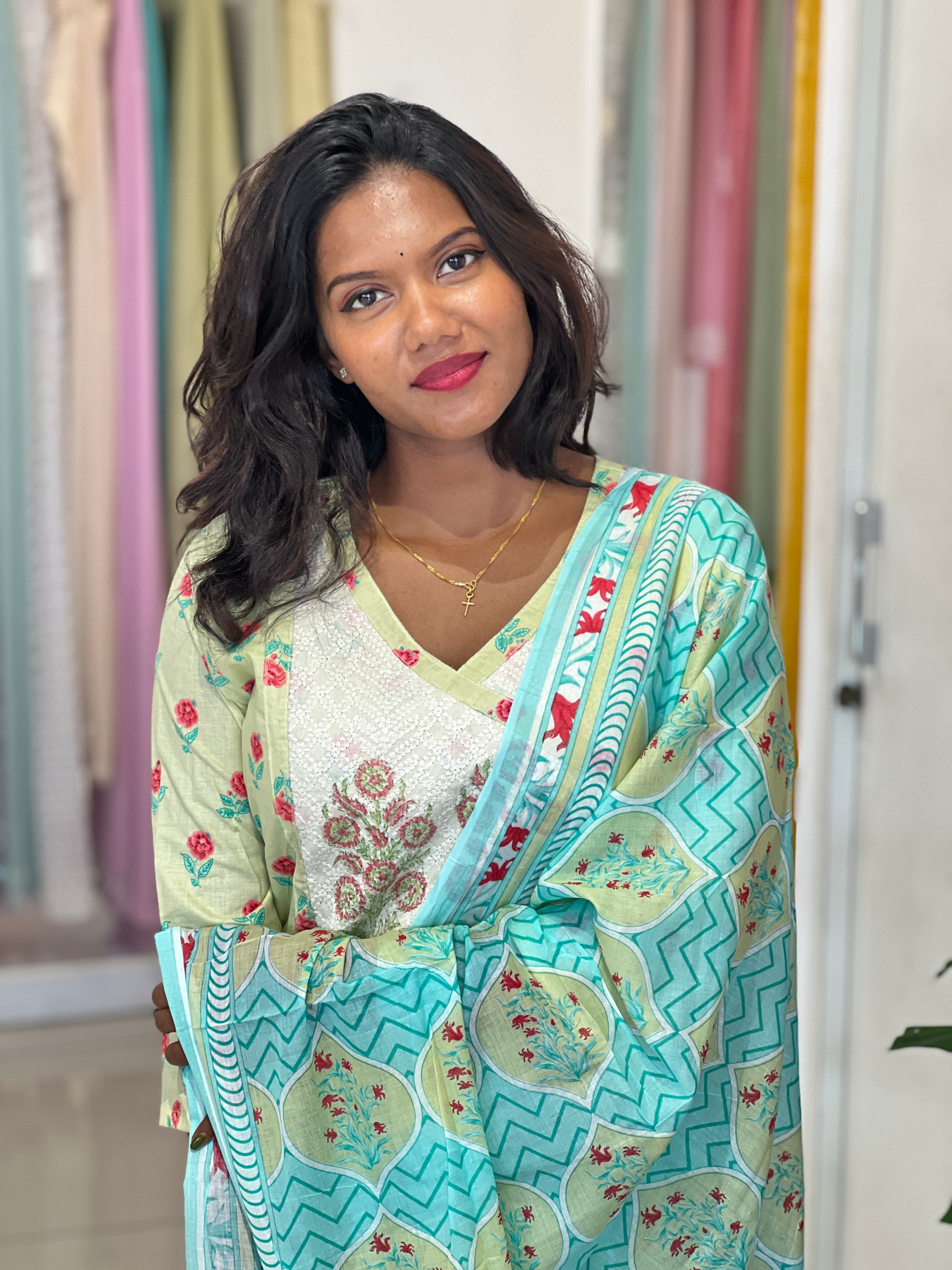 Printed Patterned Cotton Kurta Set | IHP136