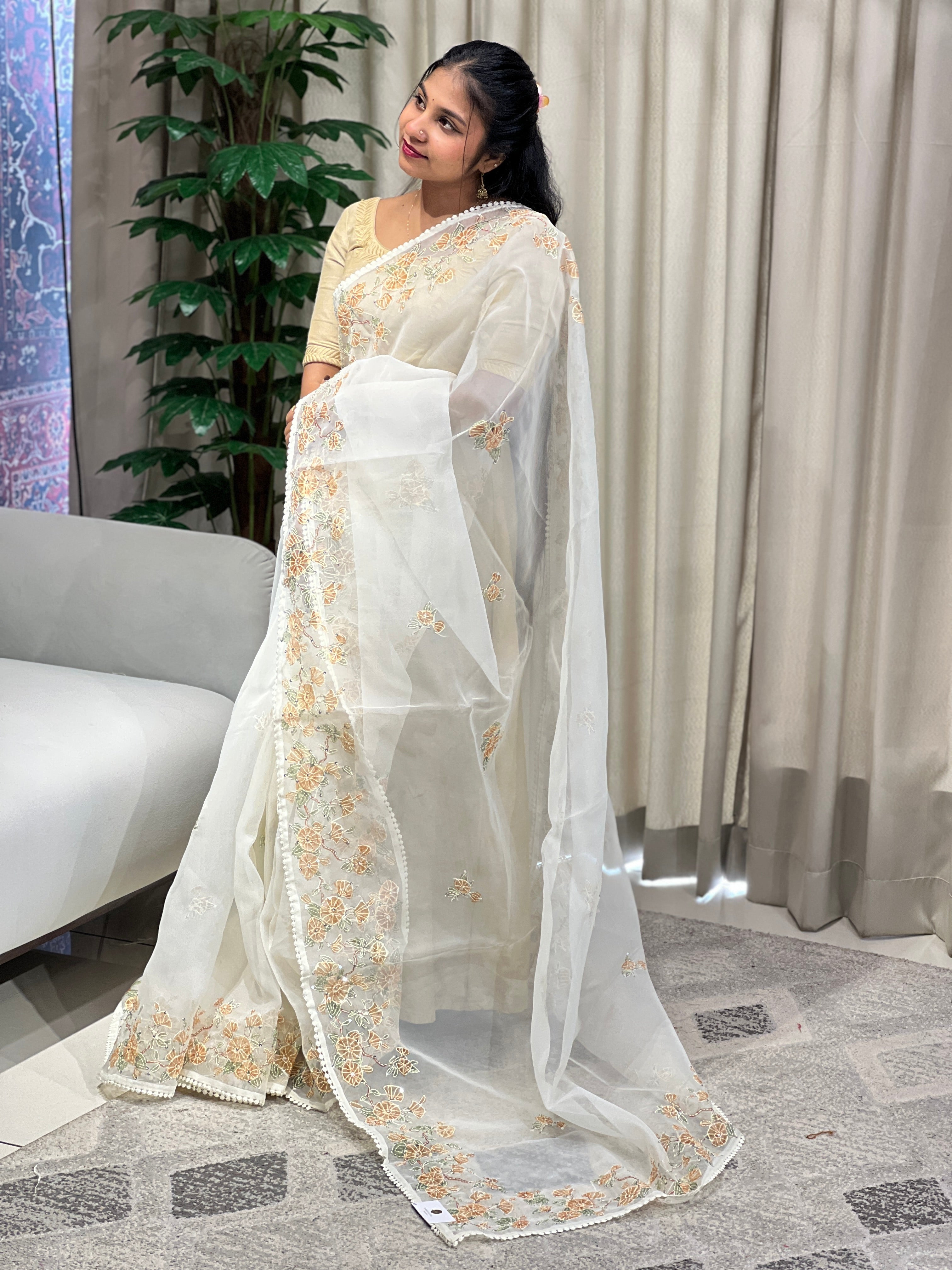 Floral Digital Printed Organza Saree | BLD1803