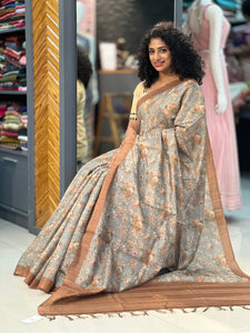 Floral Printed Tussar Finish Saree | GMS149