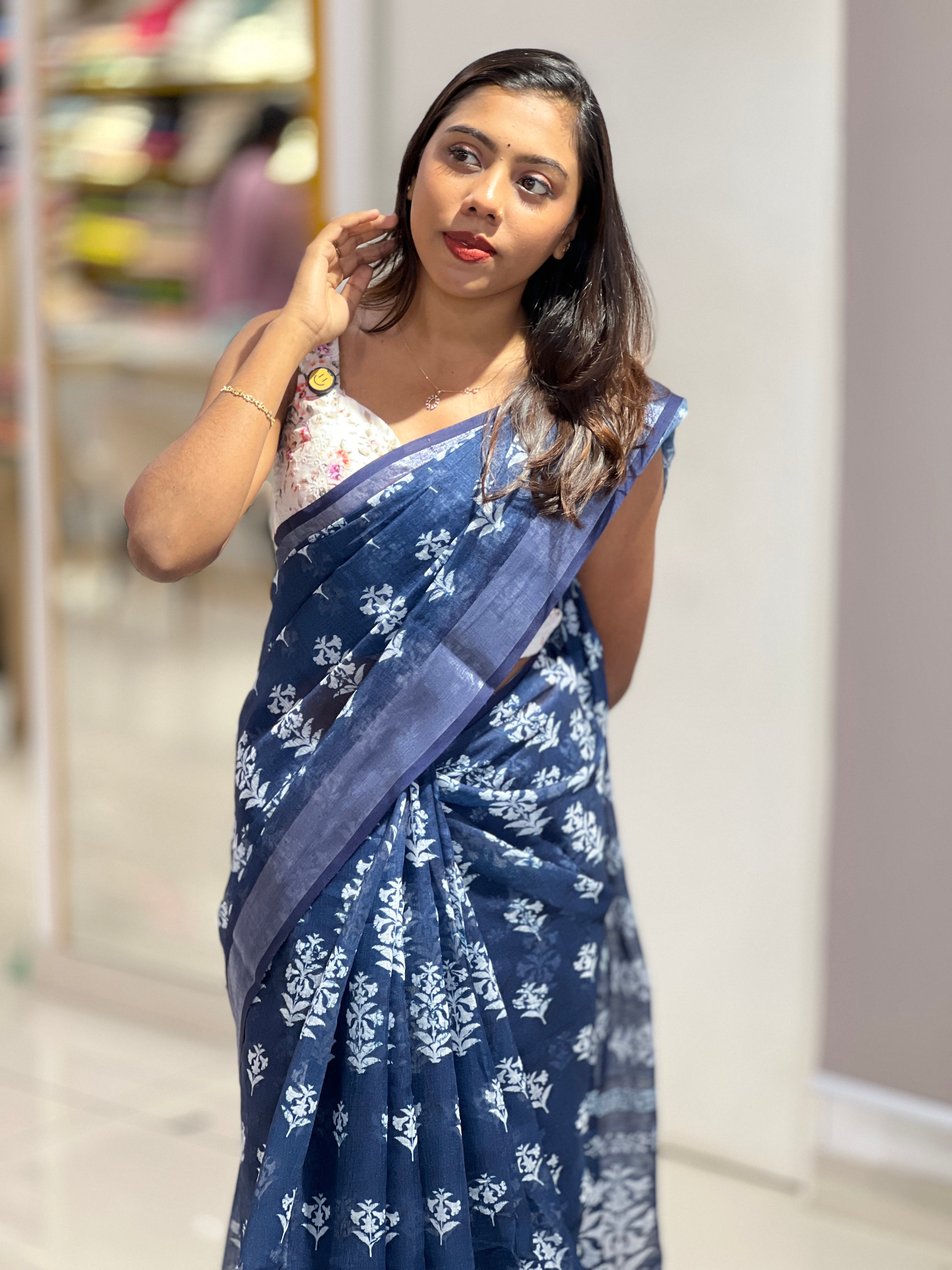Digital Printed Linen Finish Saree | BLD1871