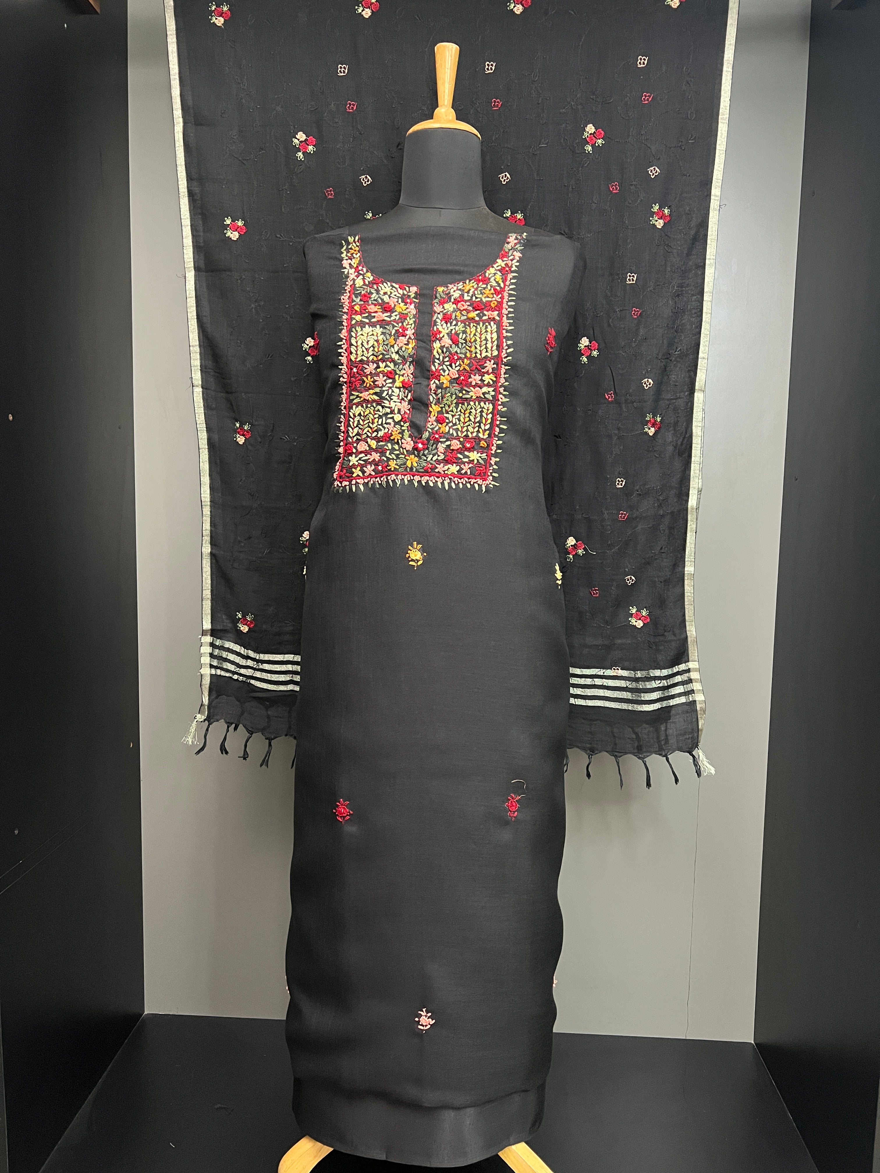 Floral Embroidery Detailed Jamun Cotton Salwar Set | SW2225