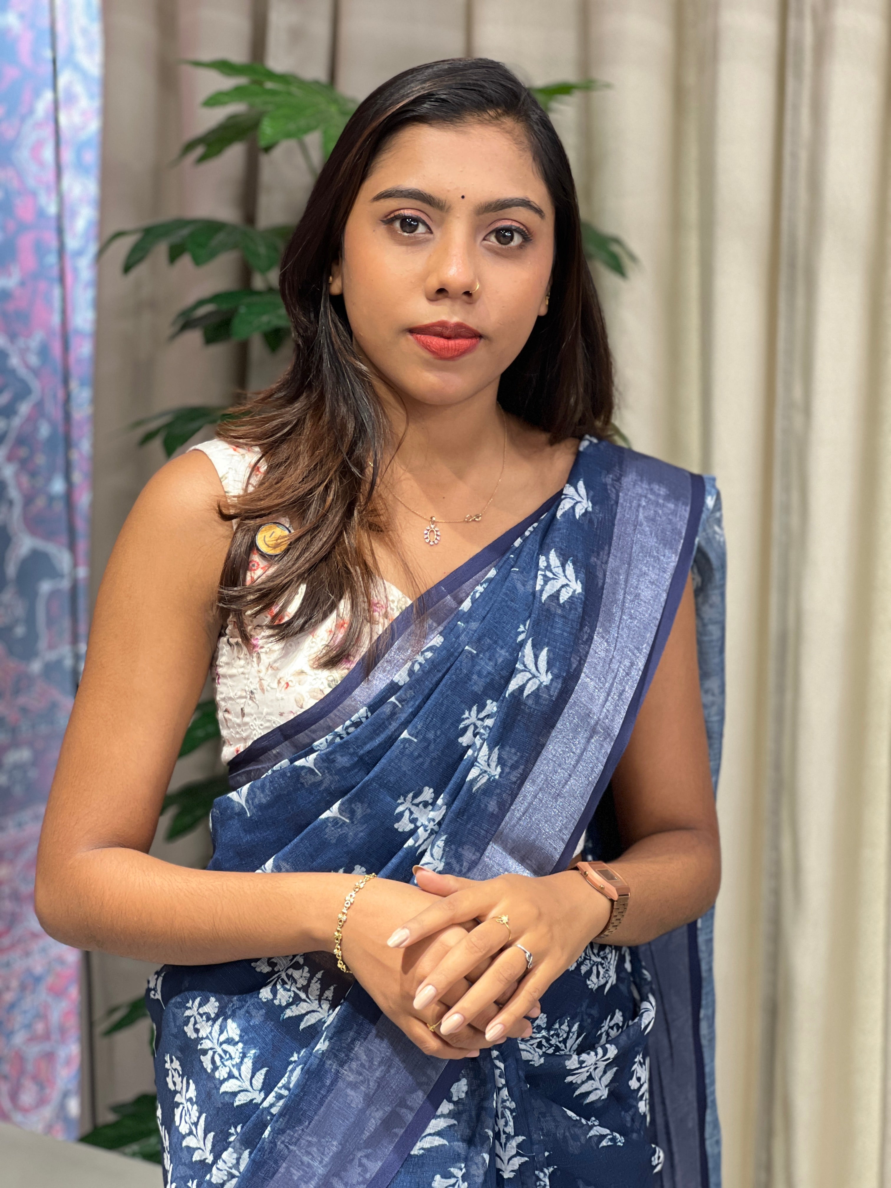 Digital Printed Linen Finish Saree | BLD1871