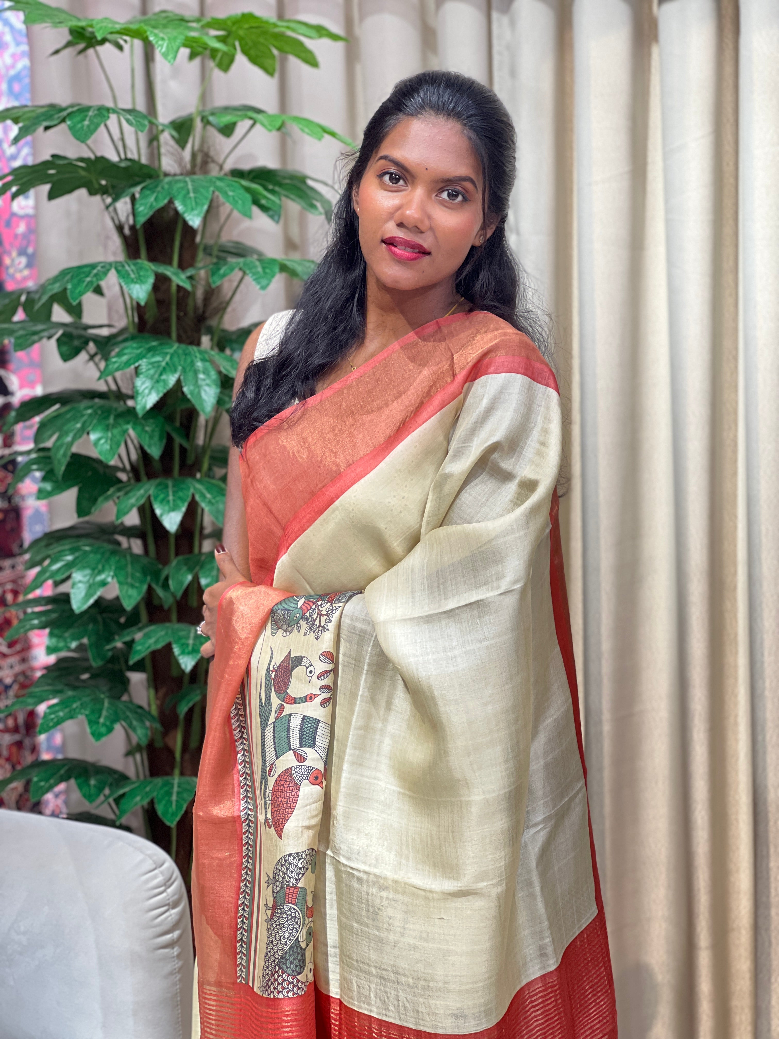 Pichwai Print Detailed Pure Tussar Saree | RGD1011