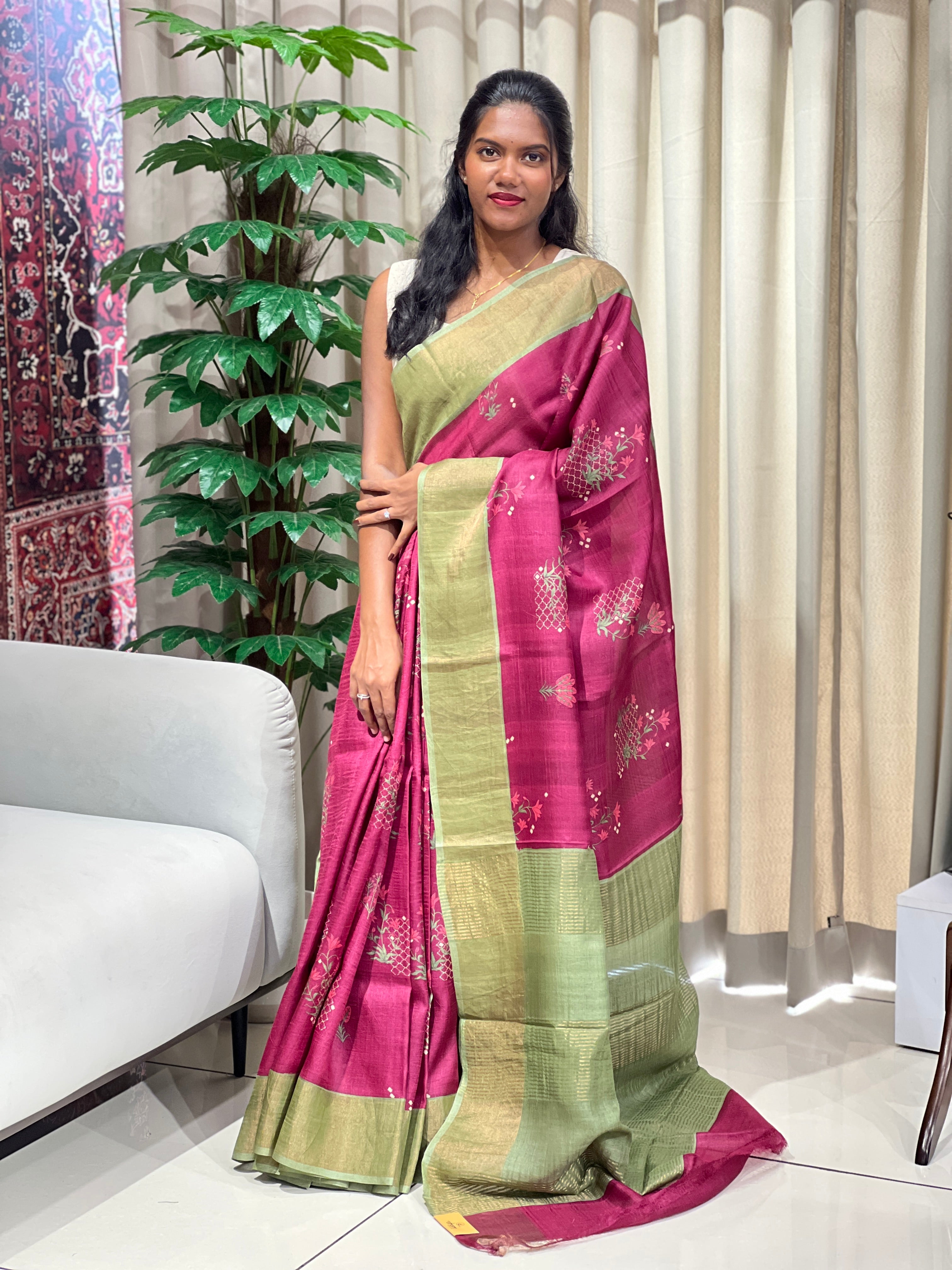 Sublimation Printed Pure Tussar Saree | RGD1013