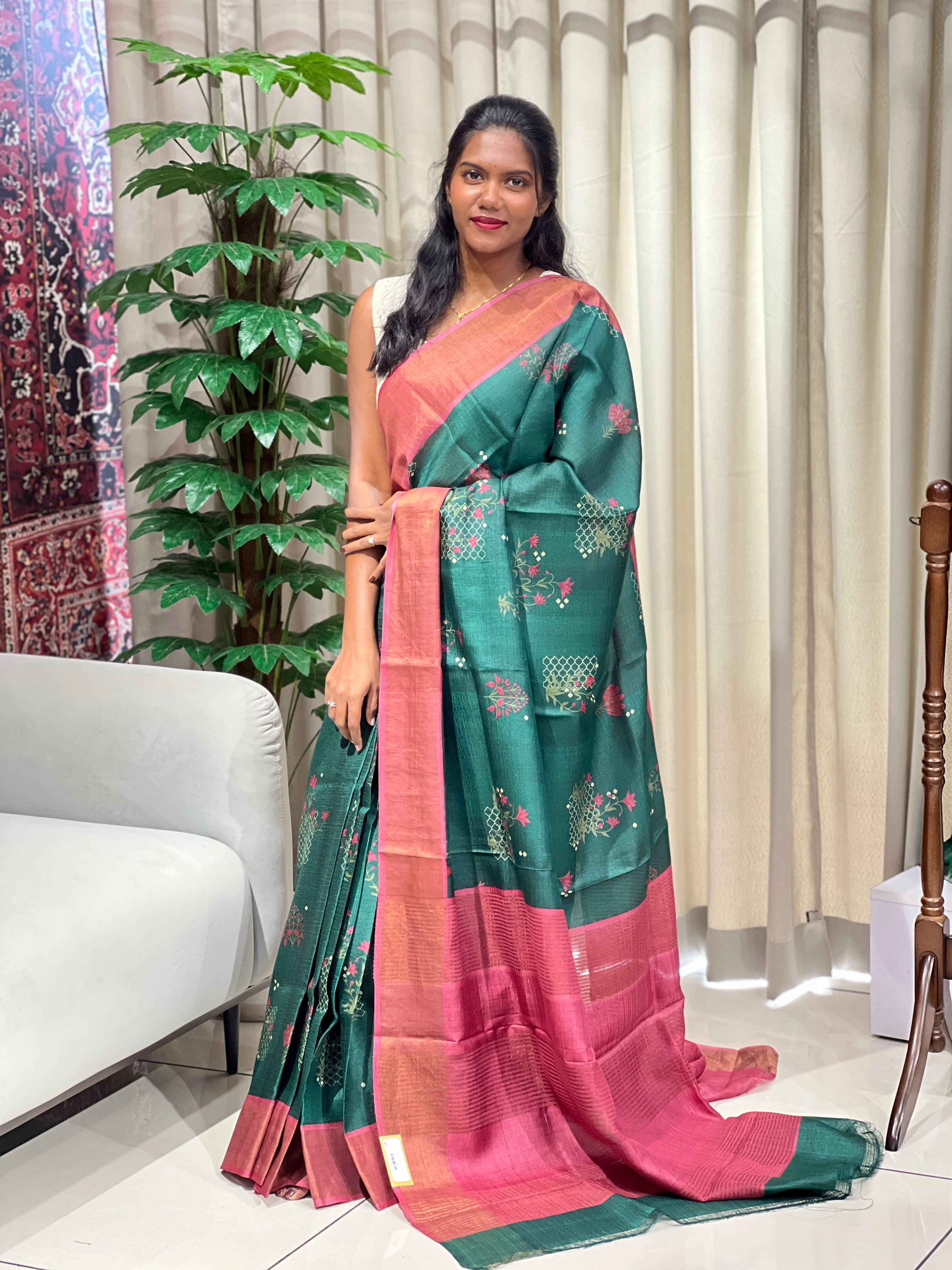 Sublimation Printed Pure Tussar Saree | RGD1016