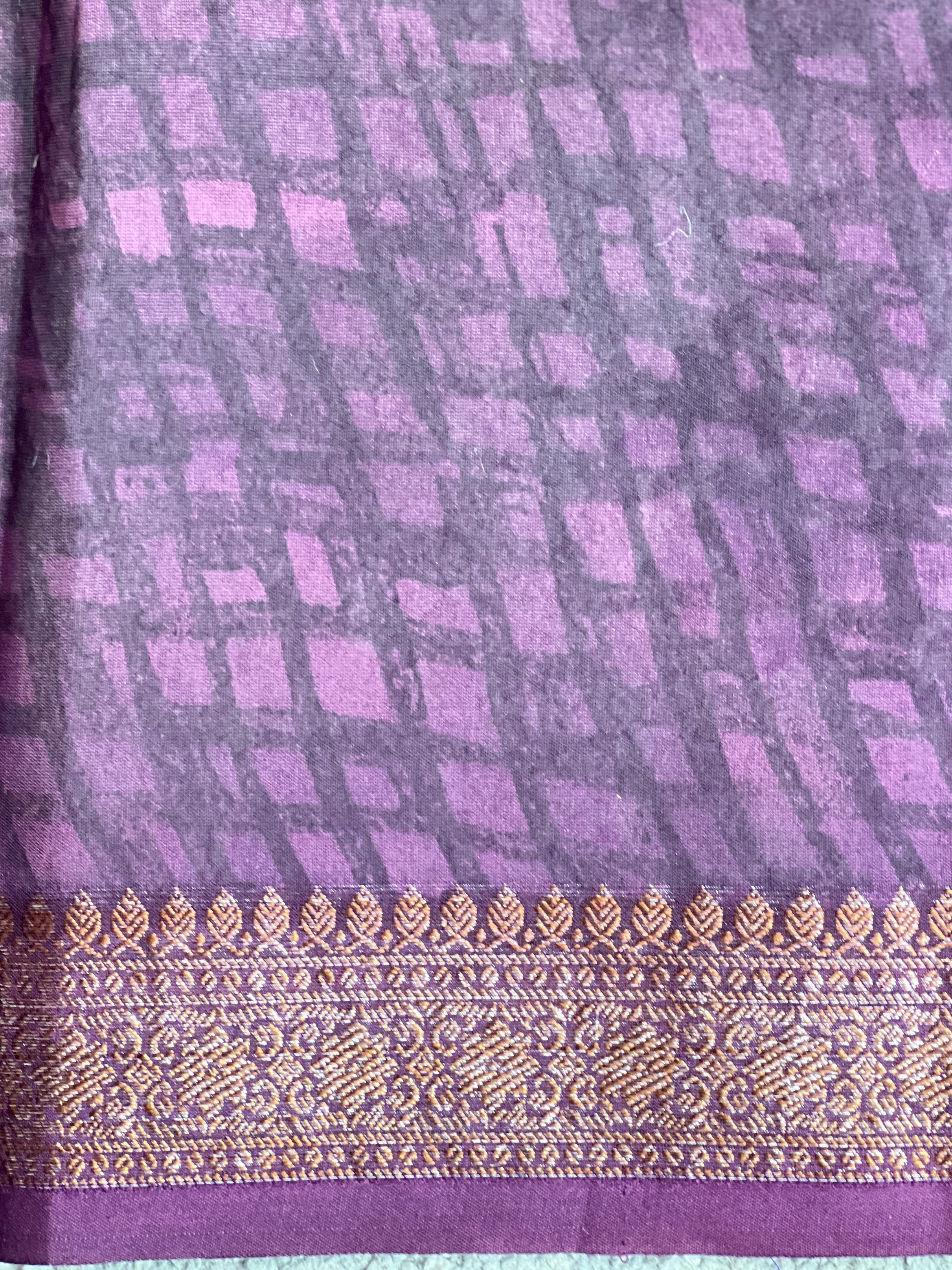 Stripe Pattern Banarasi Bordered Chanderi Saree | KMM135