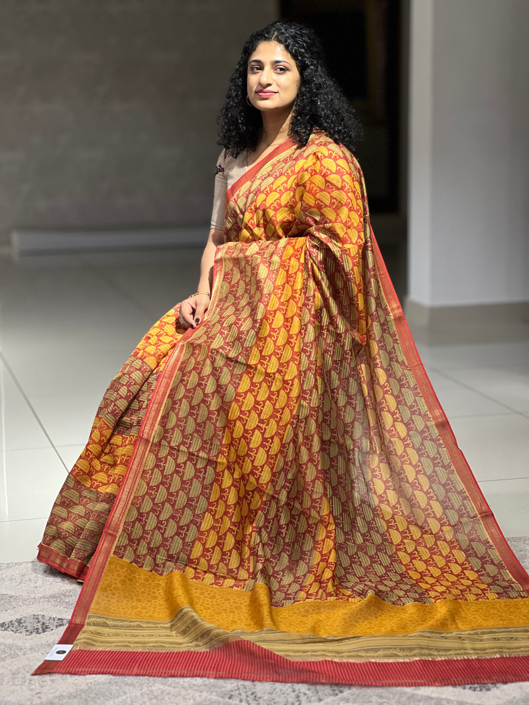 Mangalgiri Border Detailed Chanderi Silk Saree | RGD538