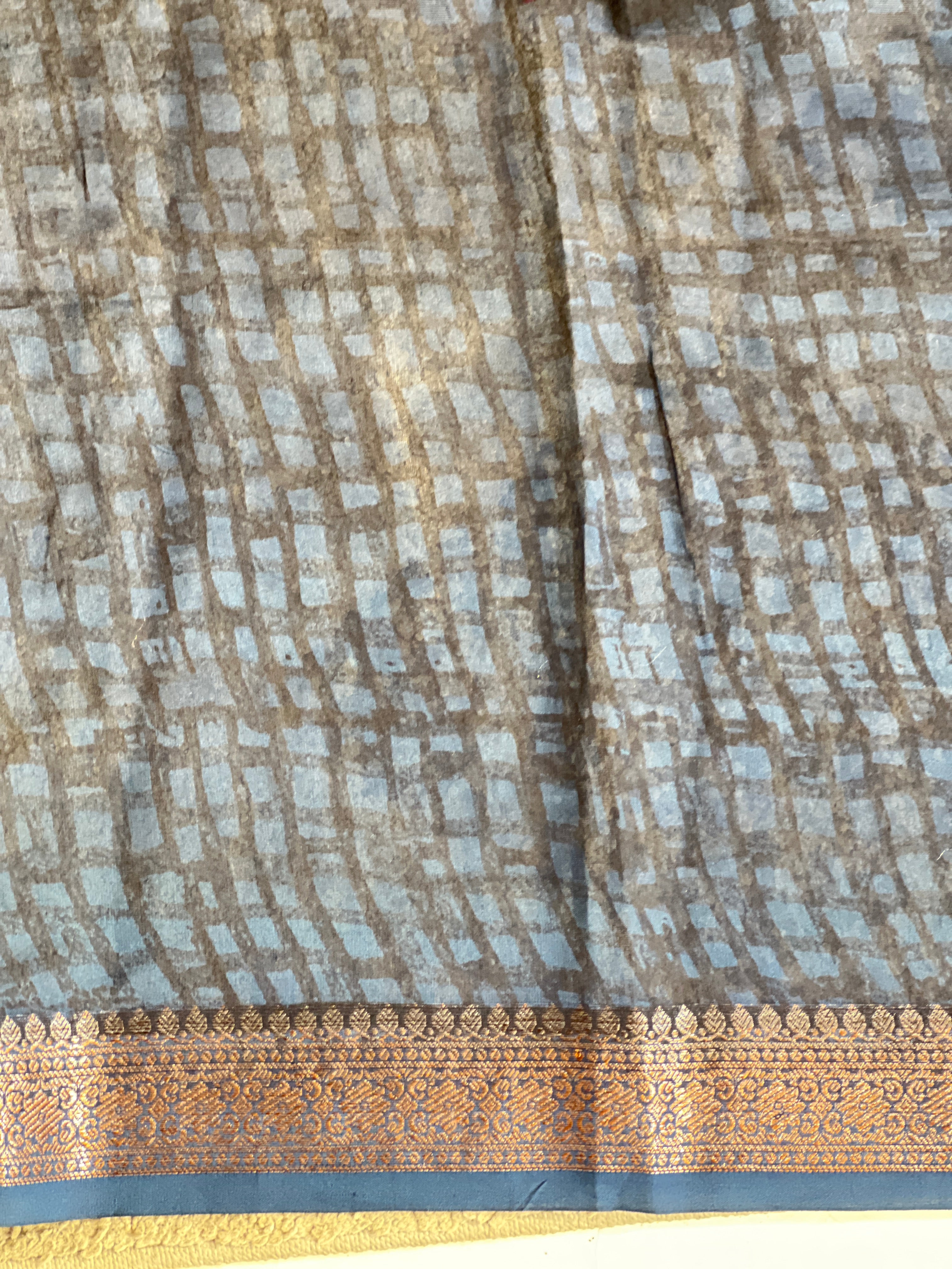 Stripe Pattern Banarasi Bordered Chanderi Saree | KMM134