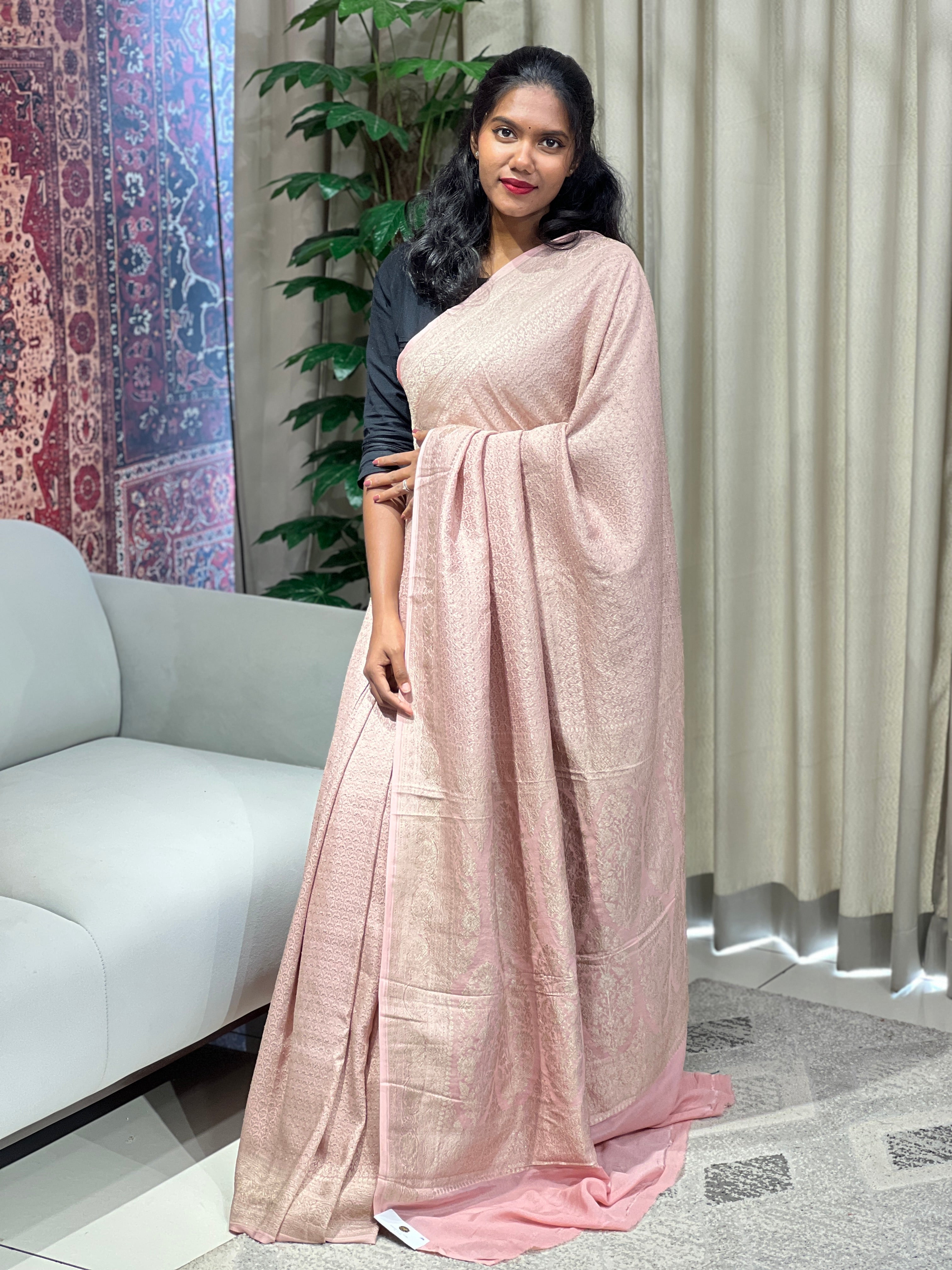 Zari and Thread Woven Georgette Banarasi Saree | YNG728