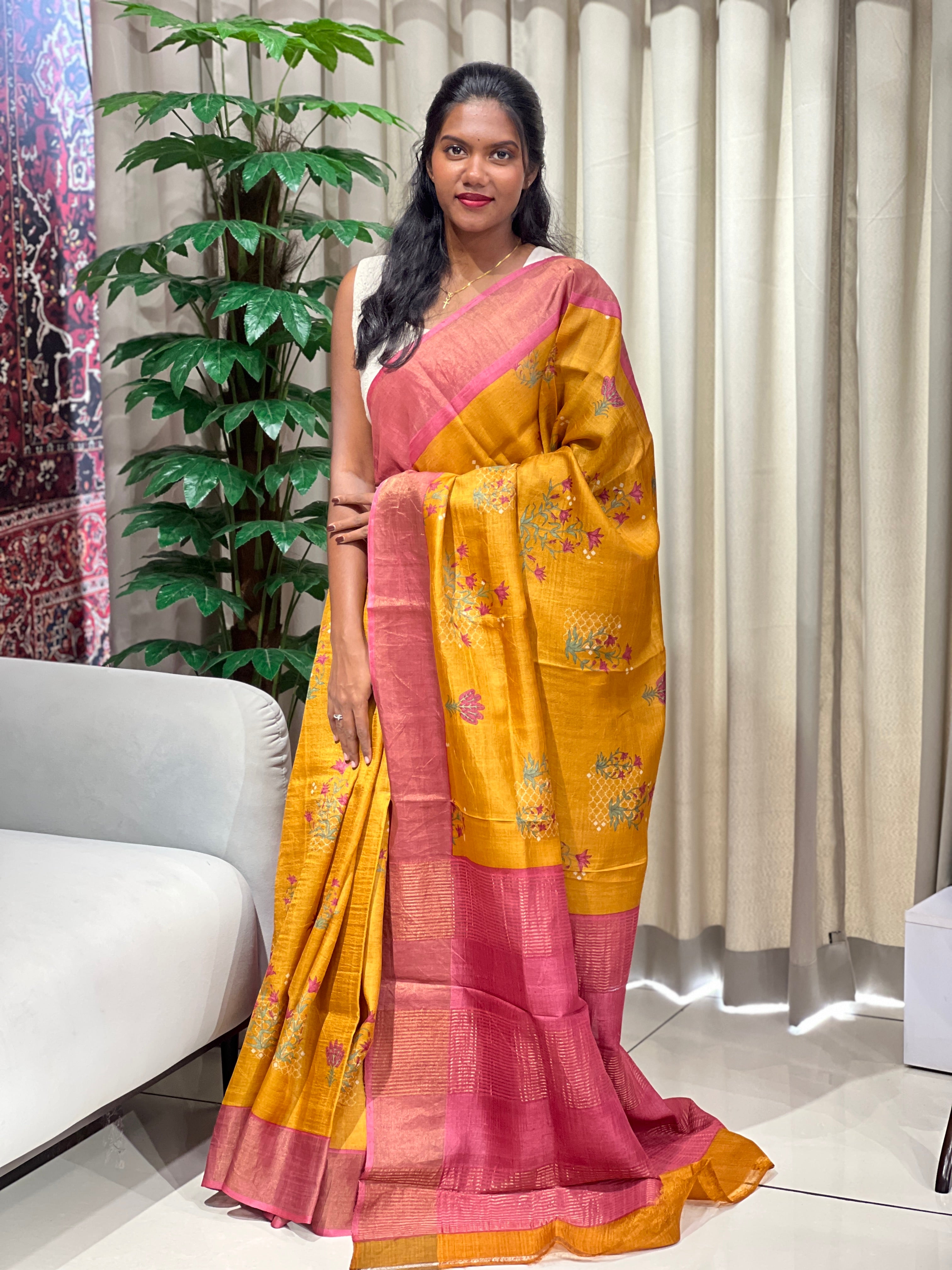 Sublimation Printed Pure Tussar Saree | RGD1014