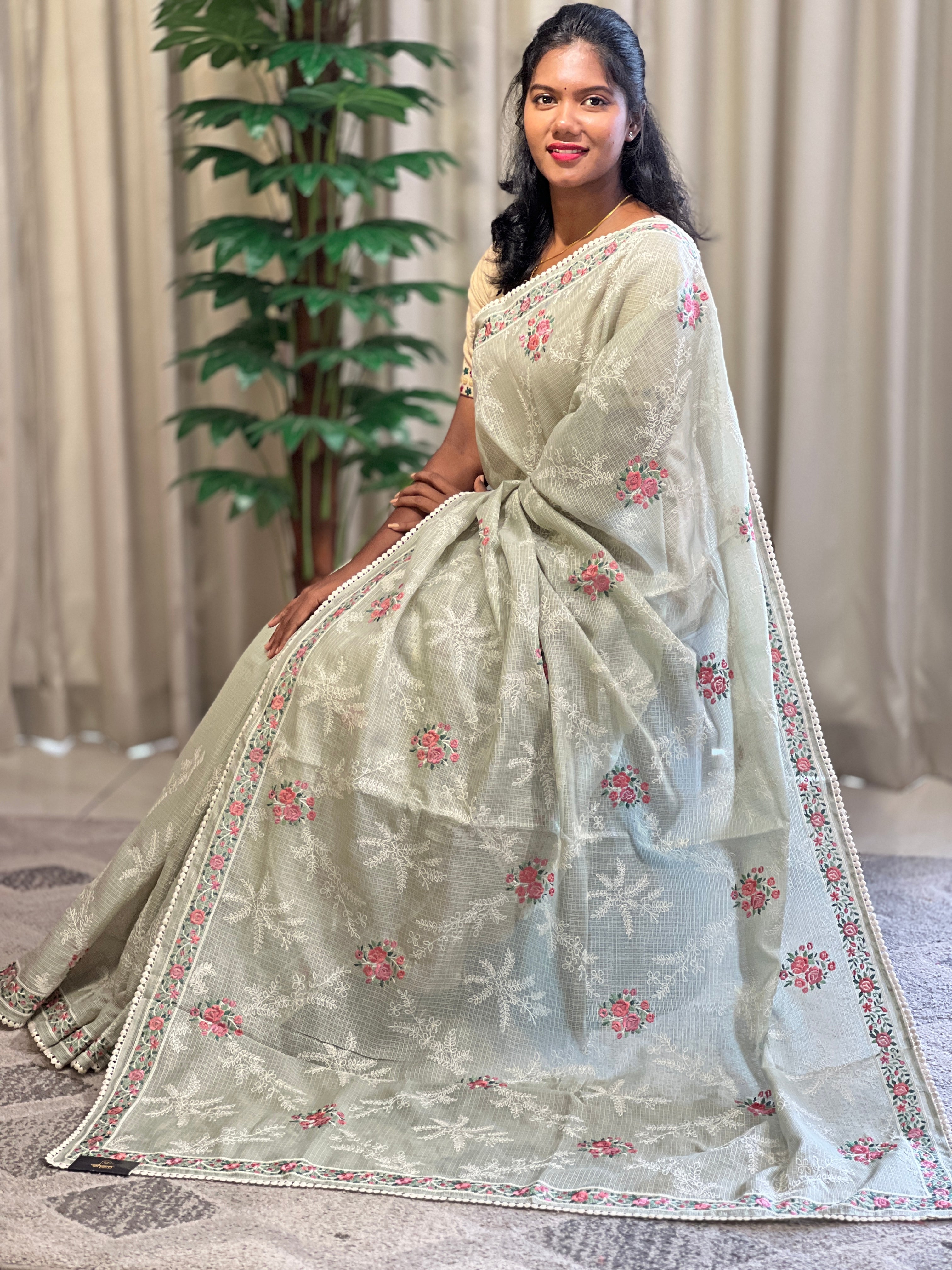 Machine Embroidery Supernet Kota Saree | KSD314