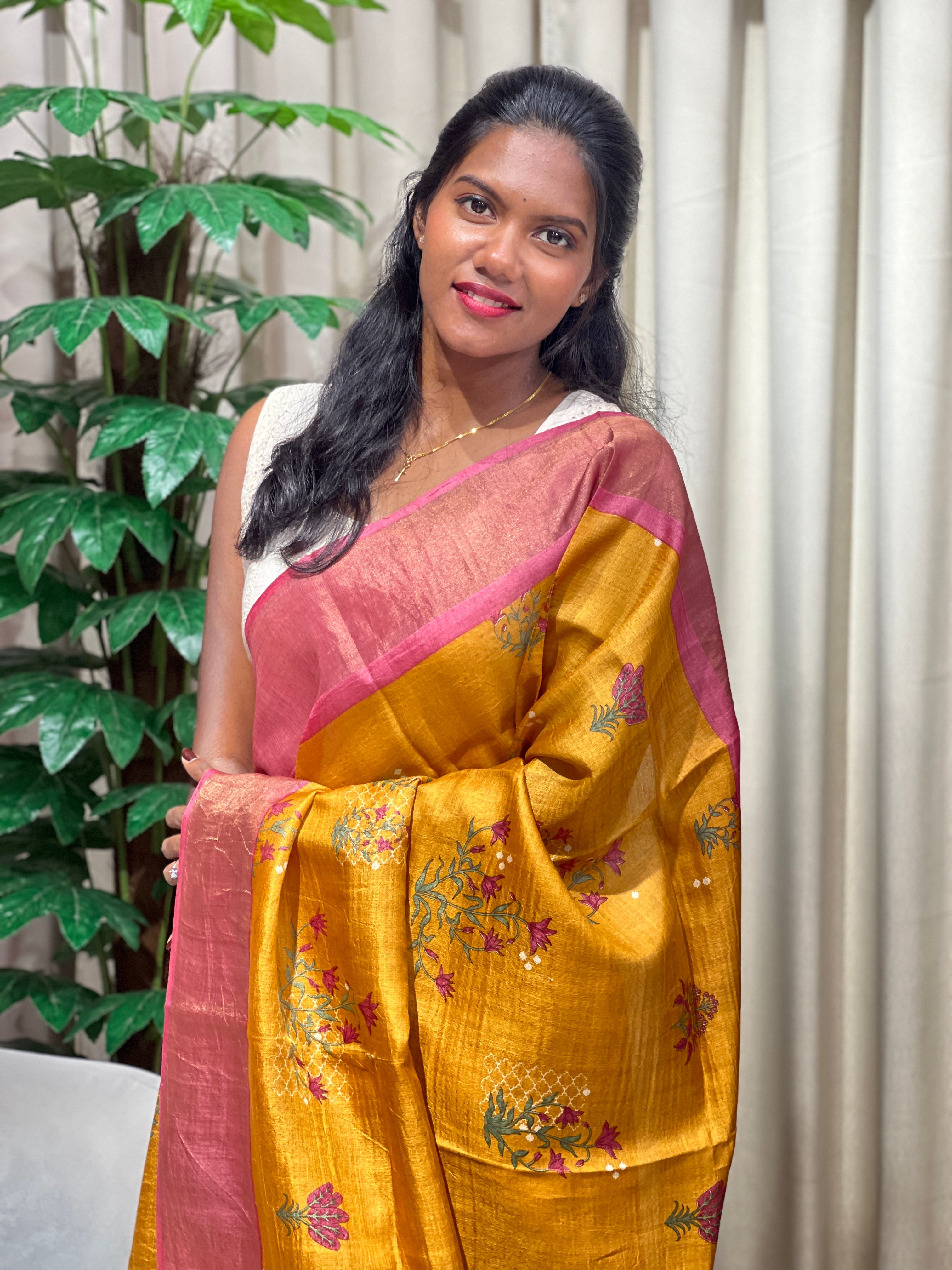 Sublimation Printed Pure Tussar Saree | RGD1014