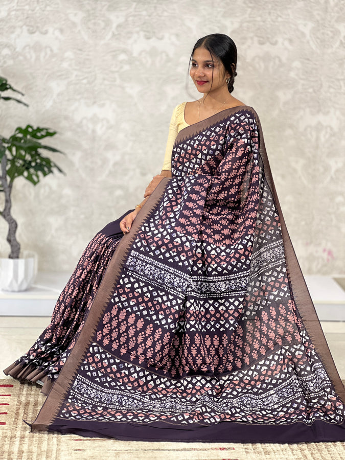 Batik Printed Chanderi Silk Saree | RGD385