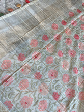 Embroidered Tussar Organza Saree With Zari Borders | RGD549