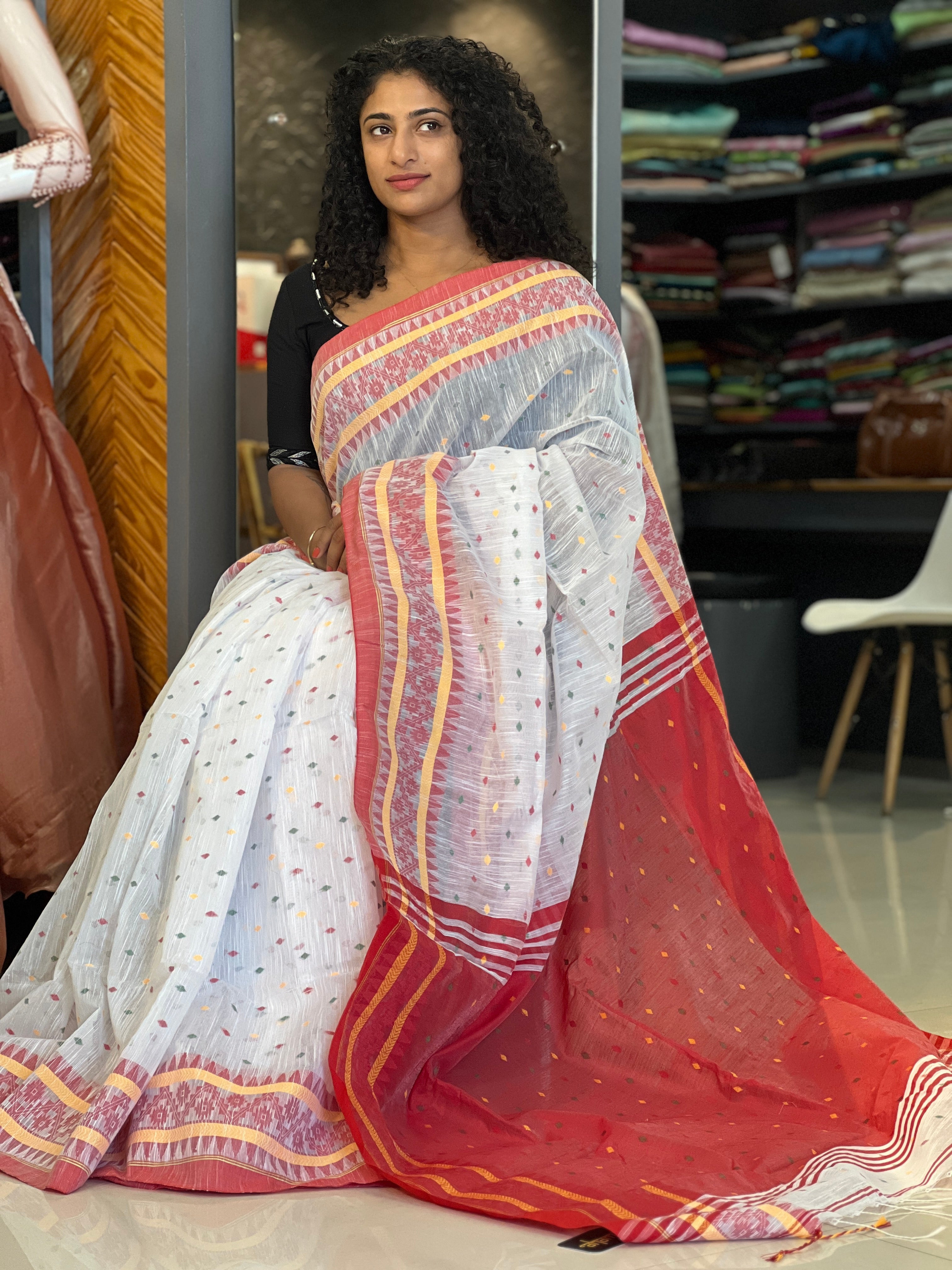 Diamond Weaving Design Cotton Blended Saree | RP438