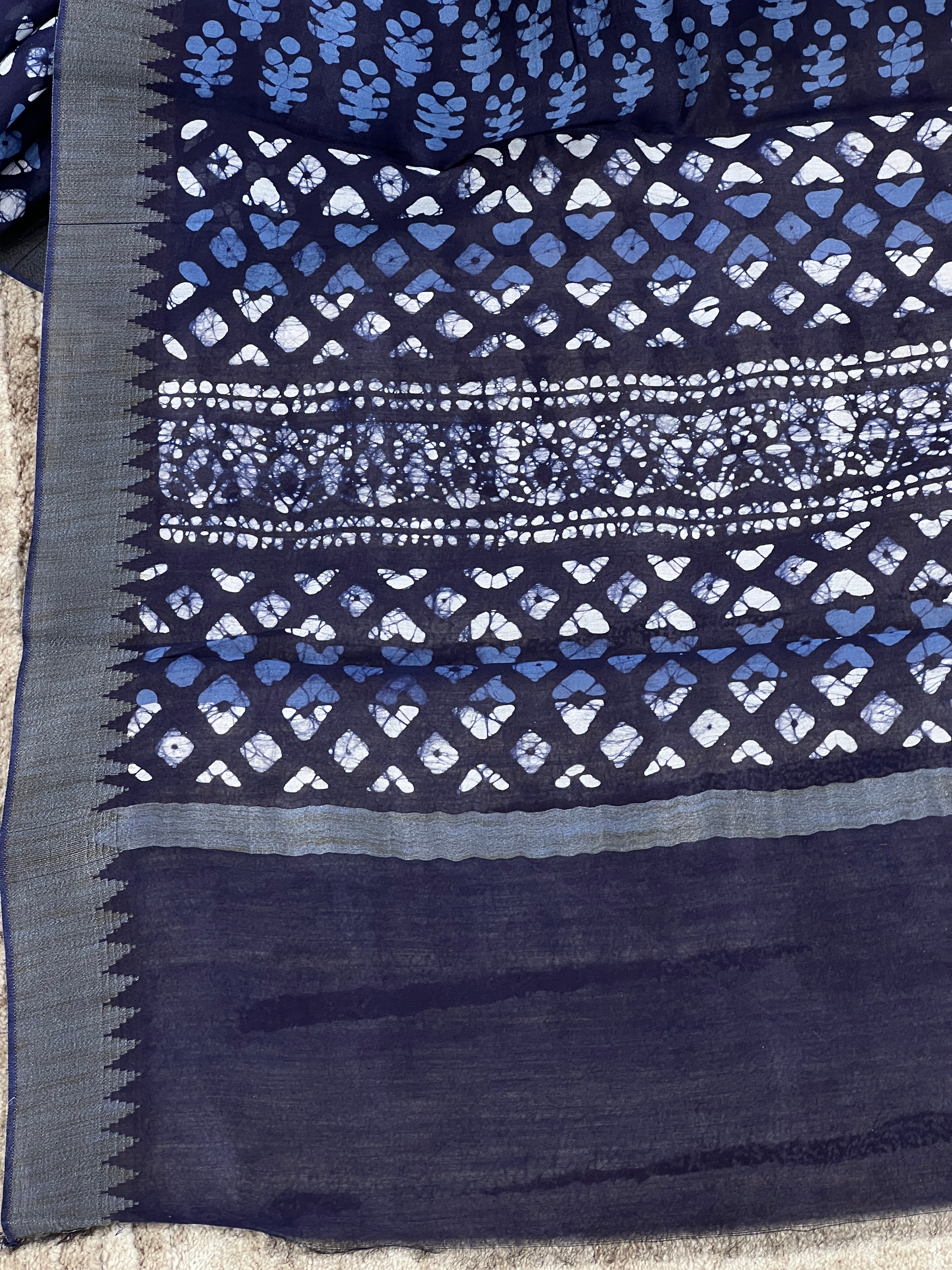 Chanderi Silk Saree With Batik Print Detailing | RGD390