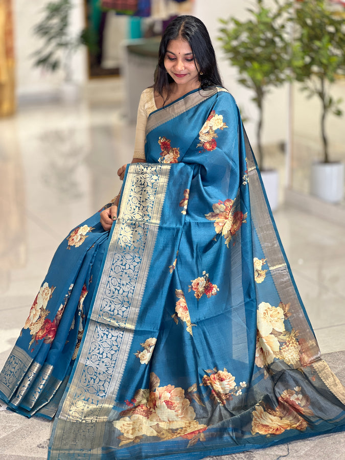 Digital Printed Chiniya Silk Saree | JCL527