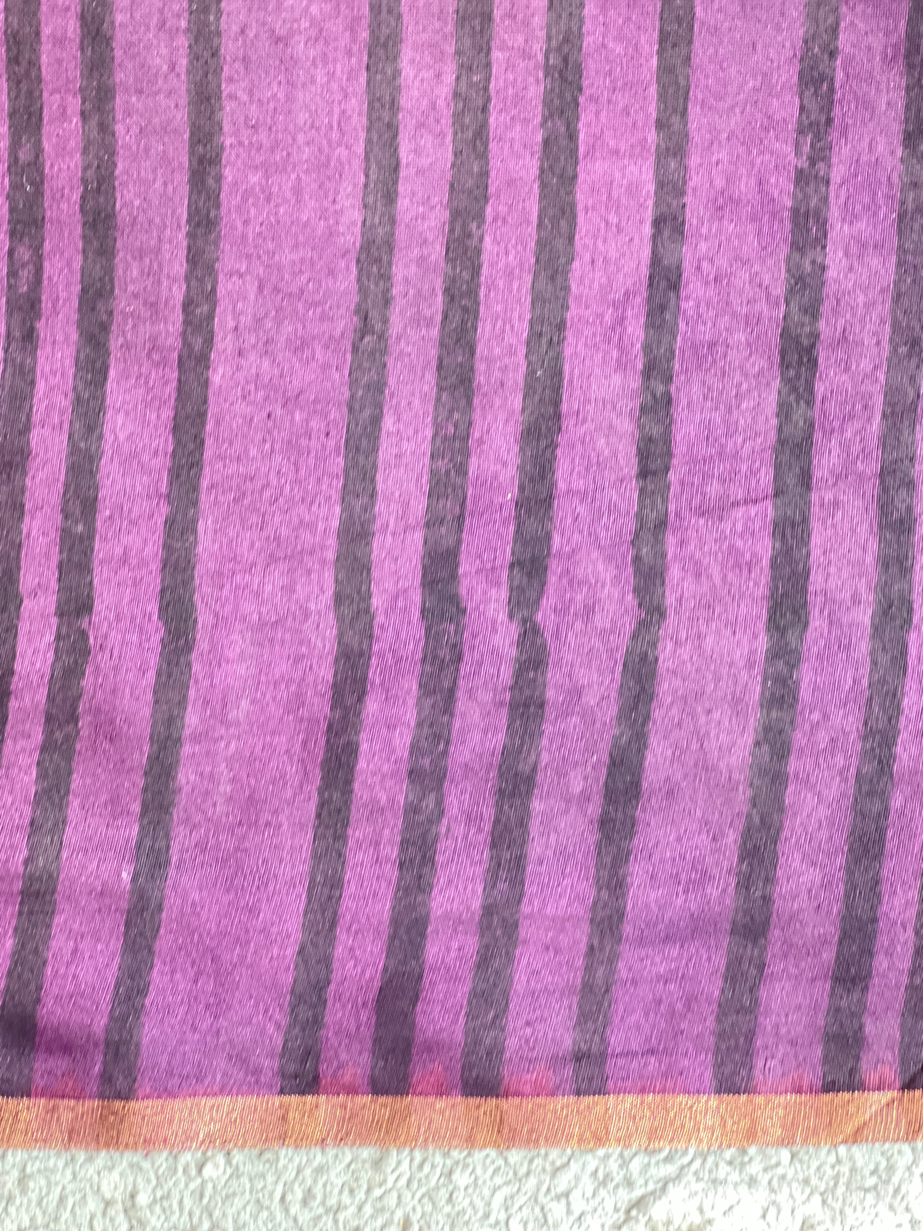 Line Pattern Chanderi Saree | KMM142
