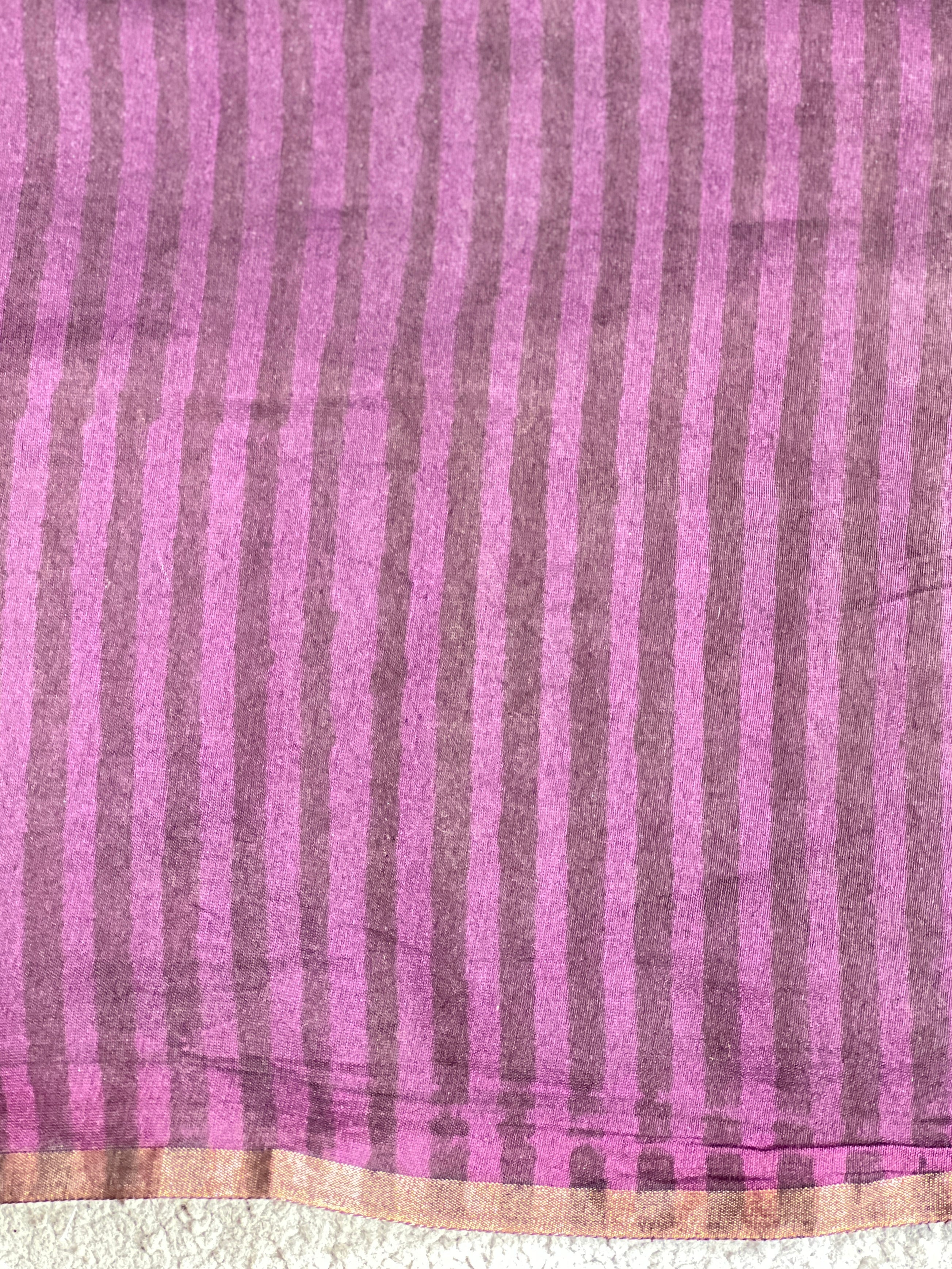 Line Pattern Chanderi Saree | KMM143