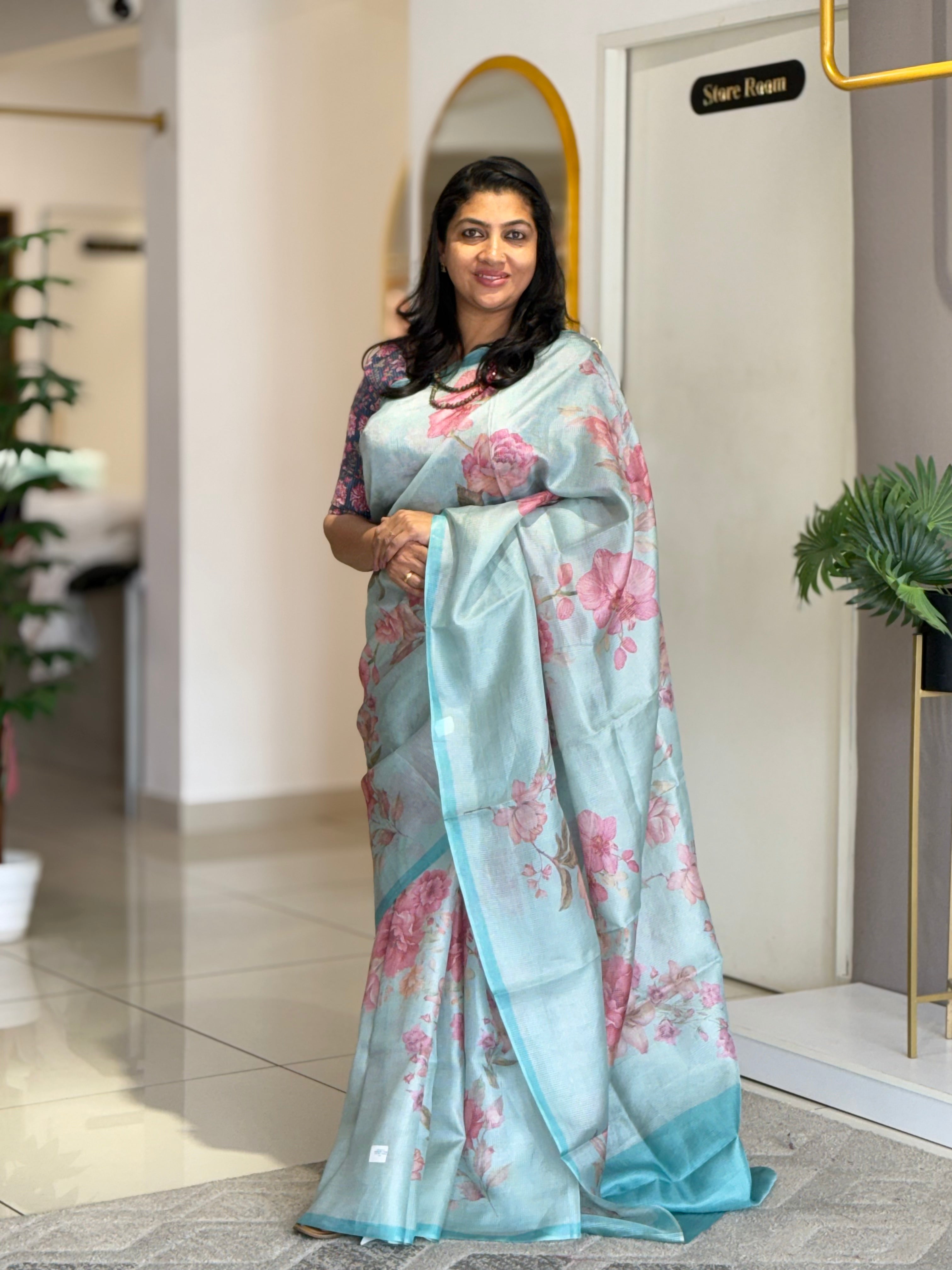 Digital Printed Tussar Saree | YNG338