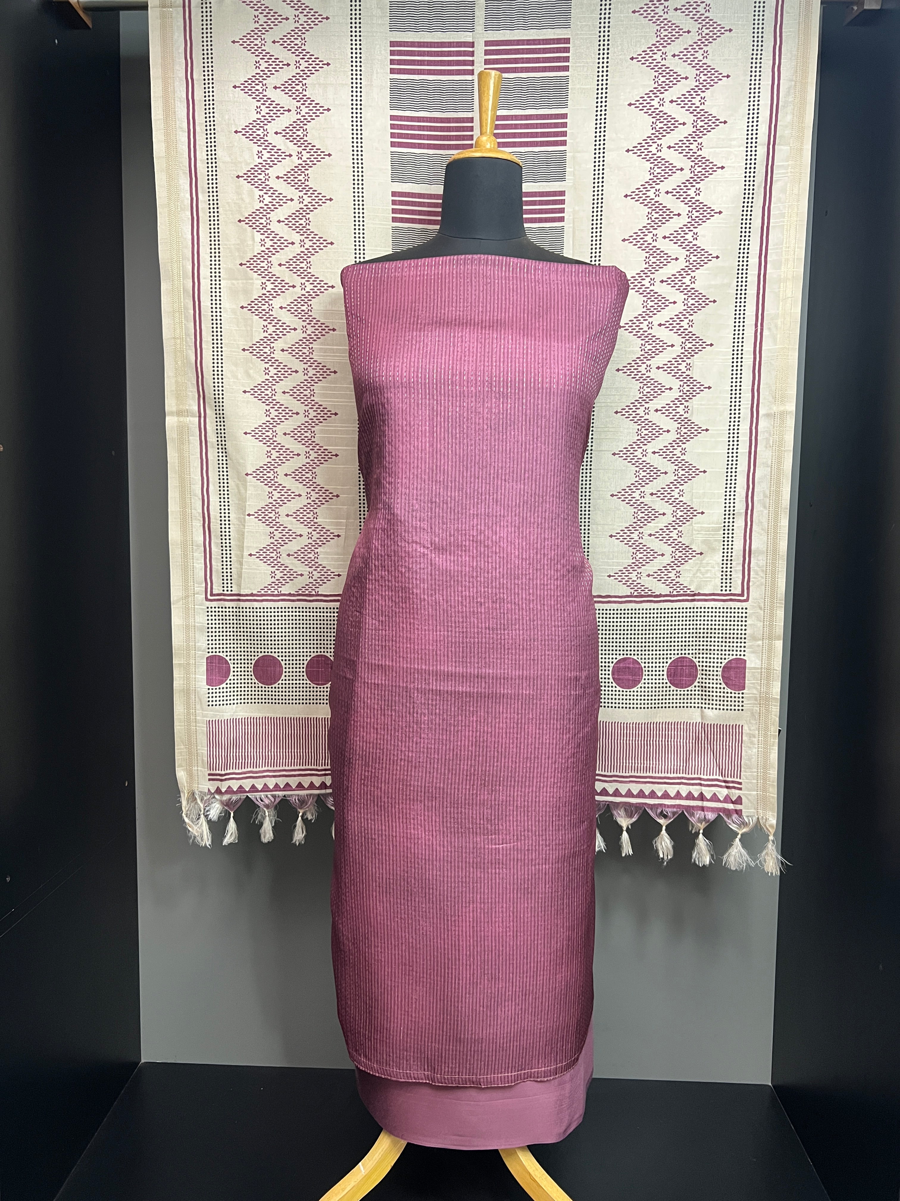 Zari Detailed Semi Tussar Salwar Set | SP320