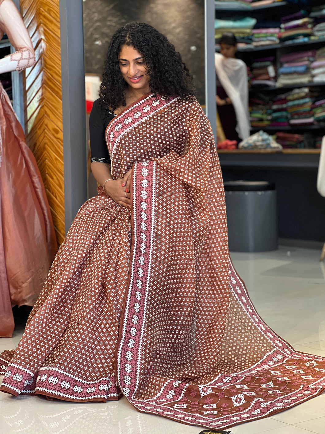 Kutchwork Emboridery Tussar Kota Saree | SBS896