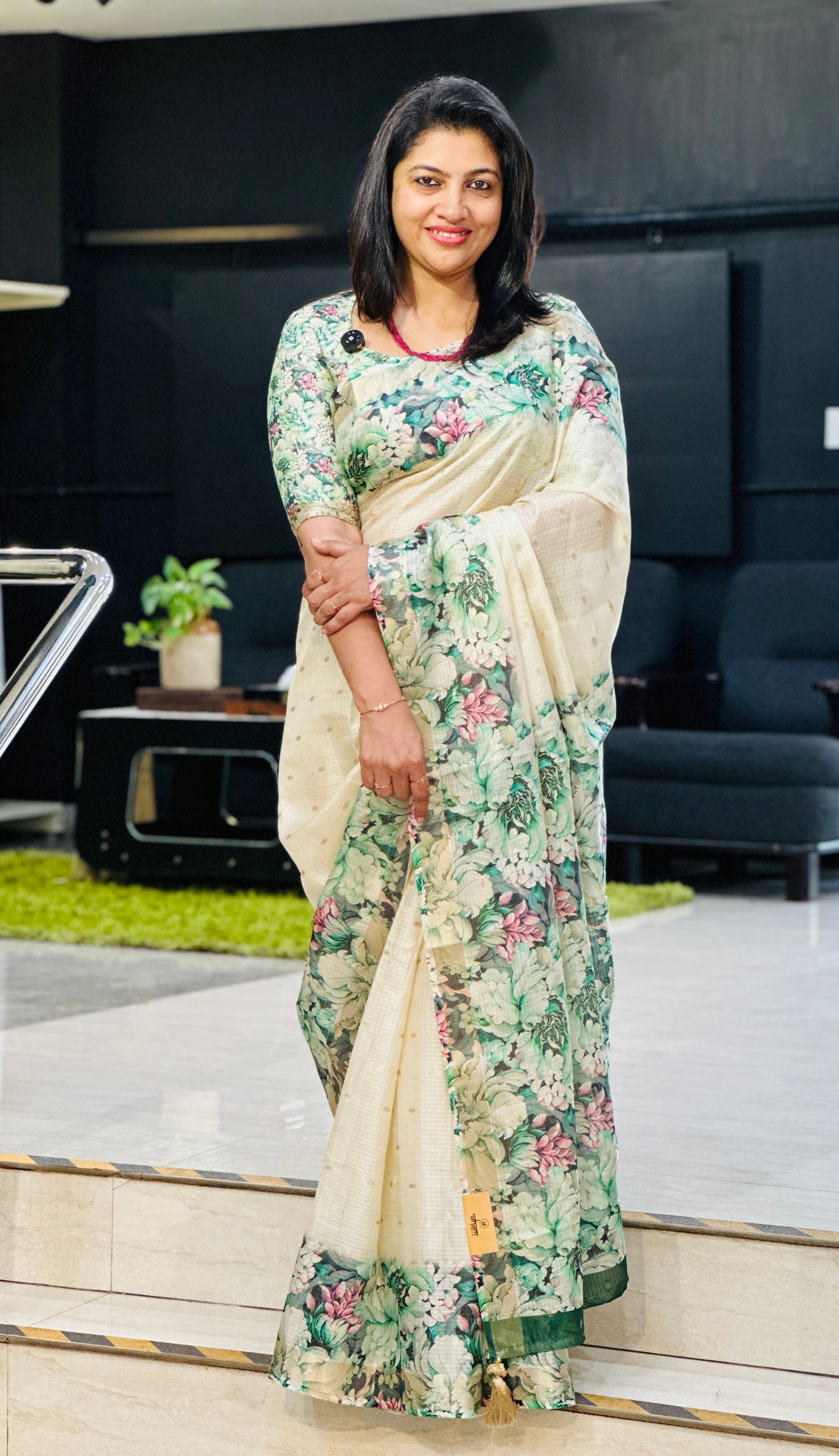 Floral Printed Silky Kota Saree | HT391