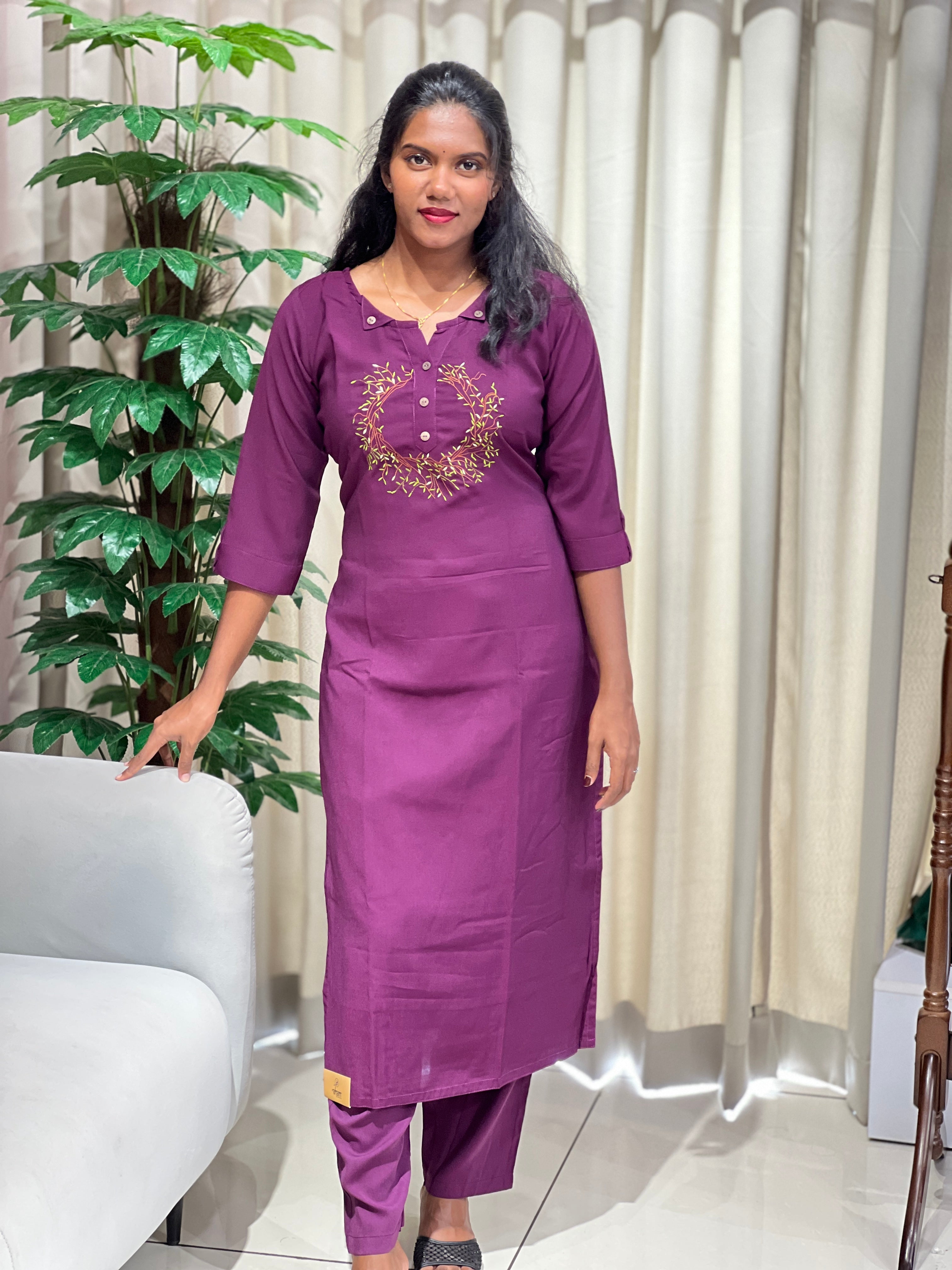 Machine Embroidery Muslin Finish Kurta Set | MSN126