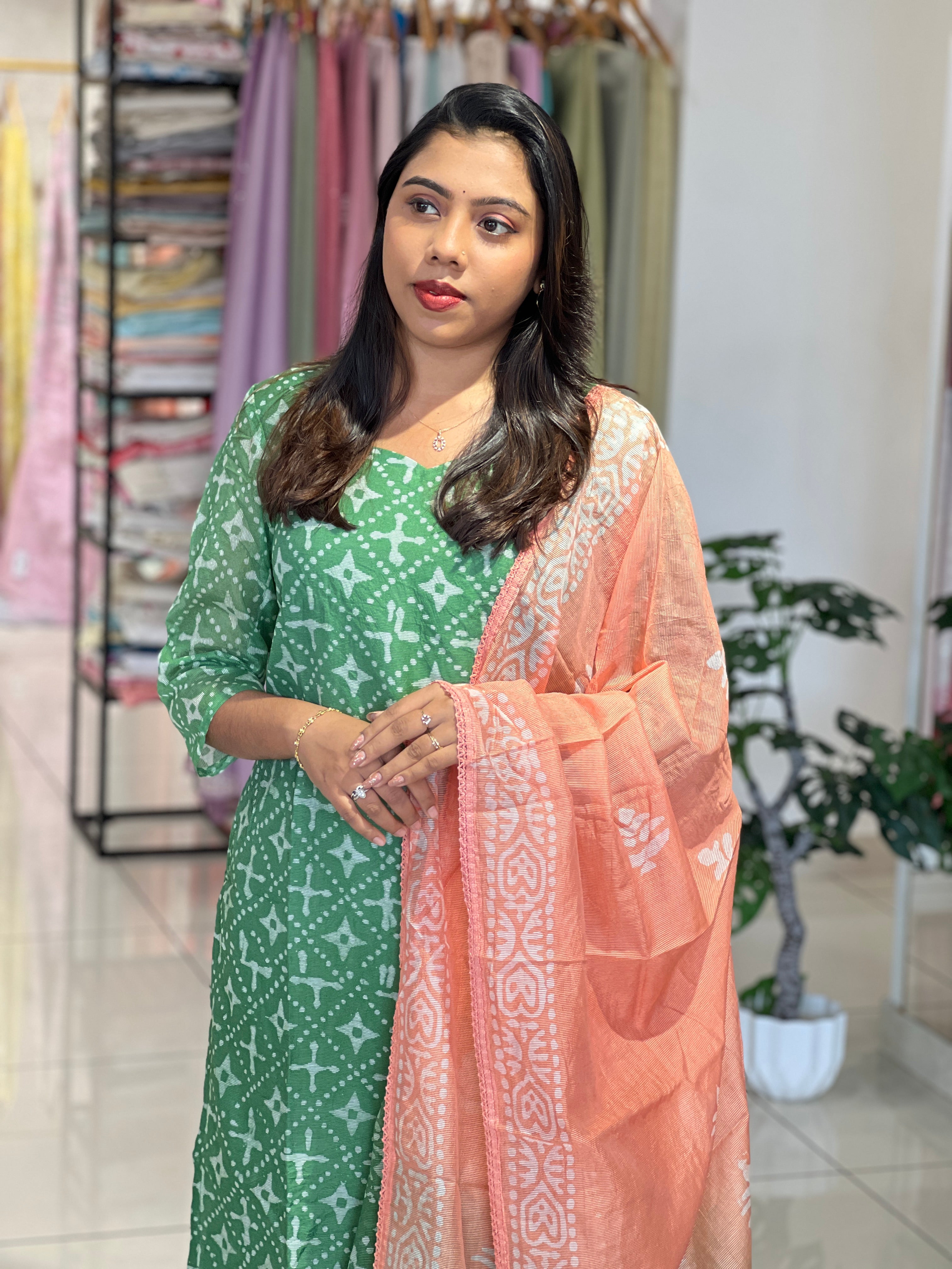 Geometrical Printed Patterned Kotta Kurta Set | IHP177
